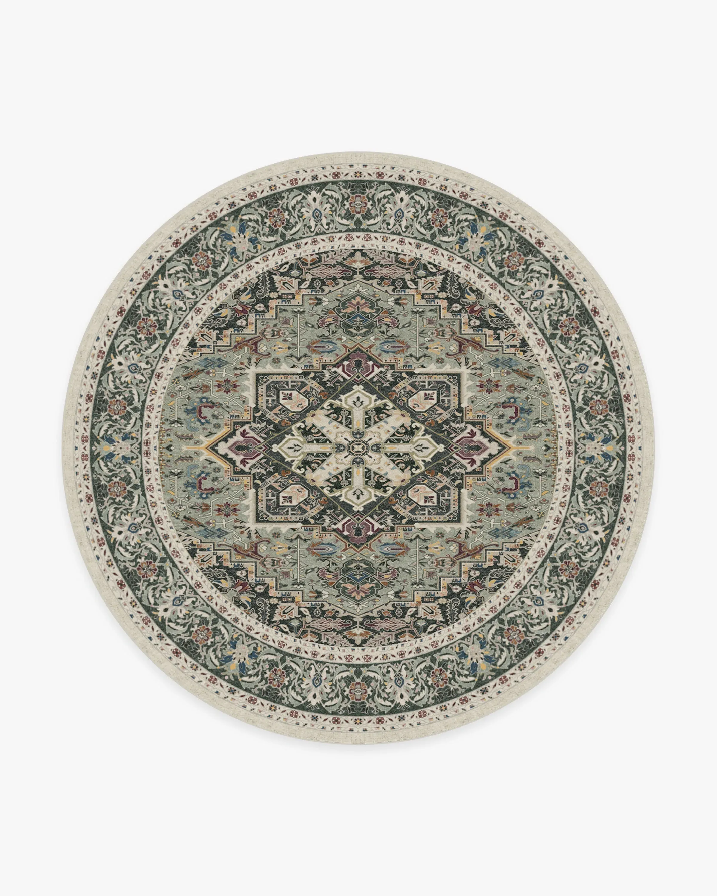Round Area Rug Machine Washable - Sage, Chenille