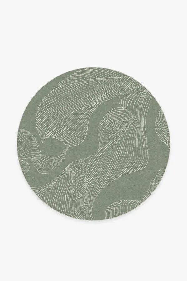 Round Area Rug Machine Washable - Sage Green