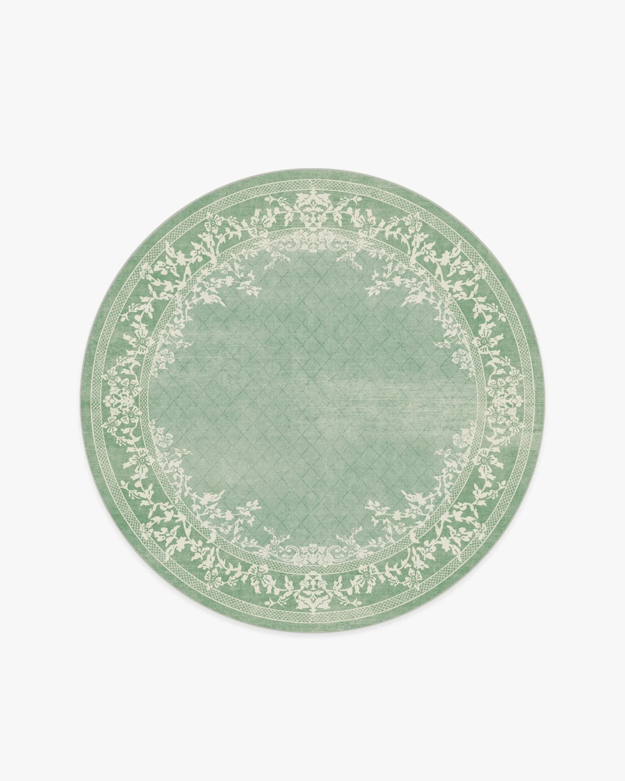 Round Area Rug Machine Washable - Sage Green