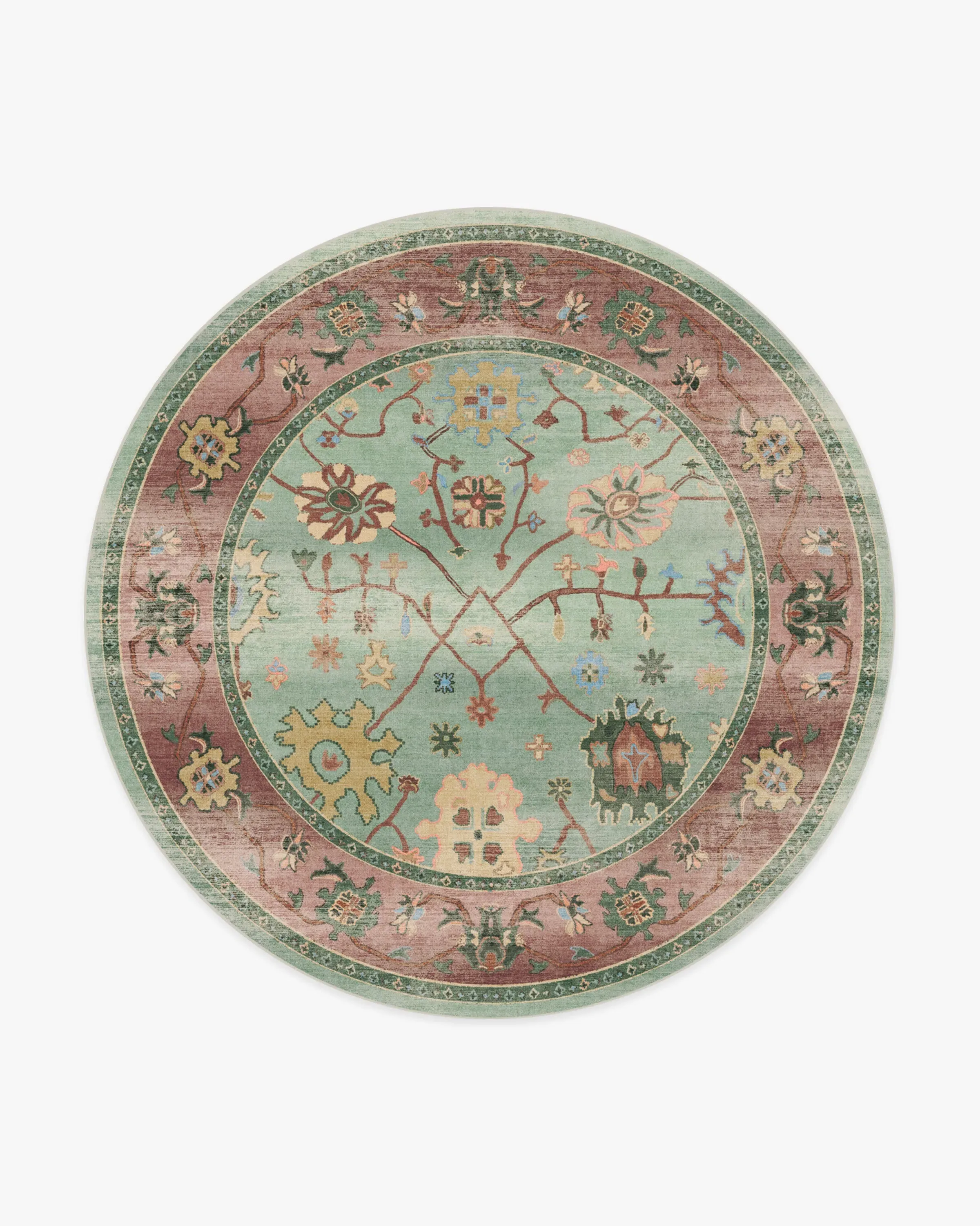 Round Area Rug Machine Washable - Sage Green