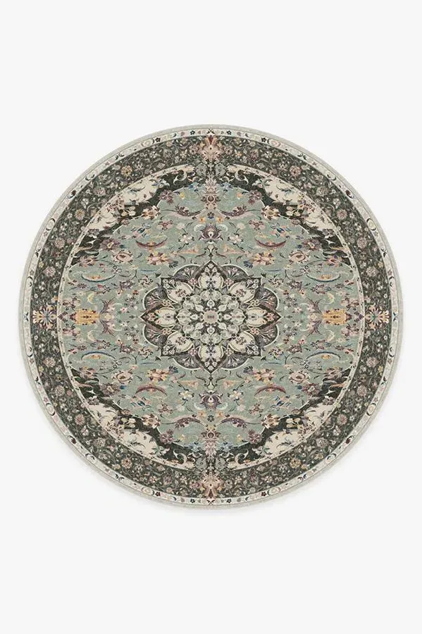 Round Area Rug Machine Washable - Sage Green