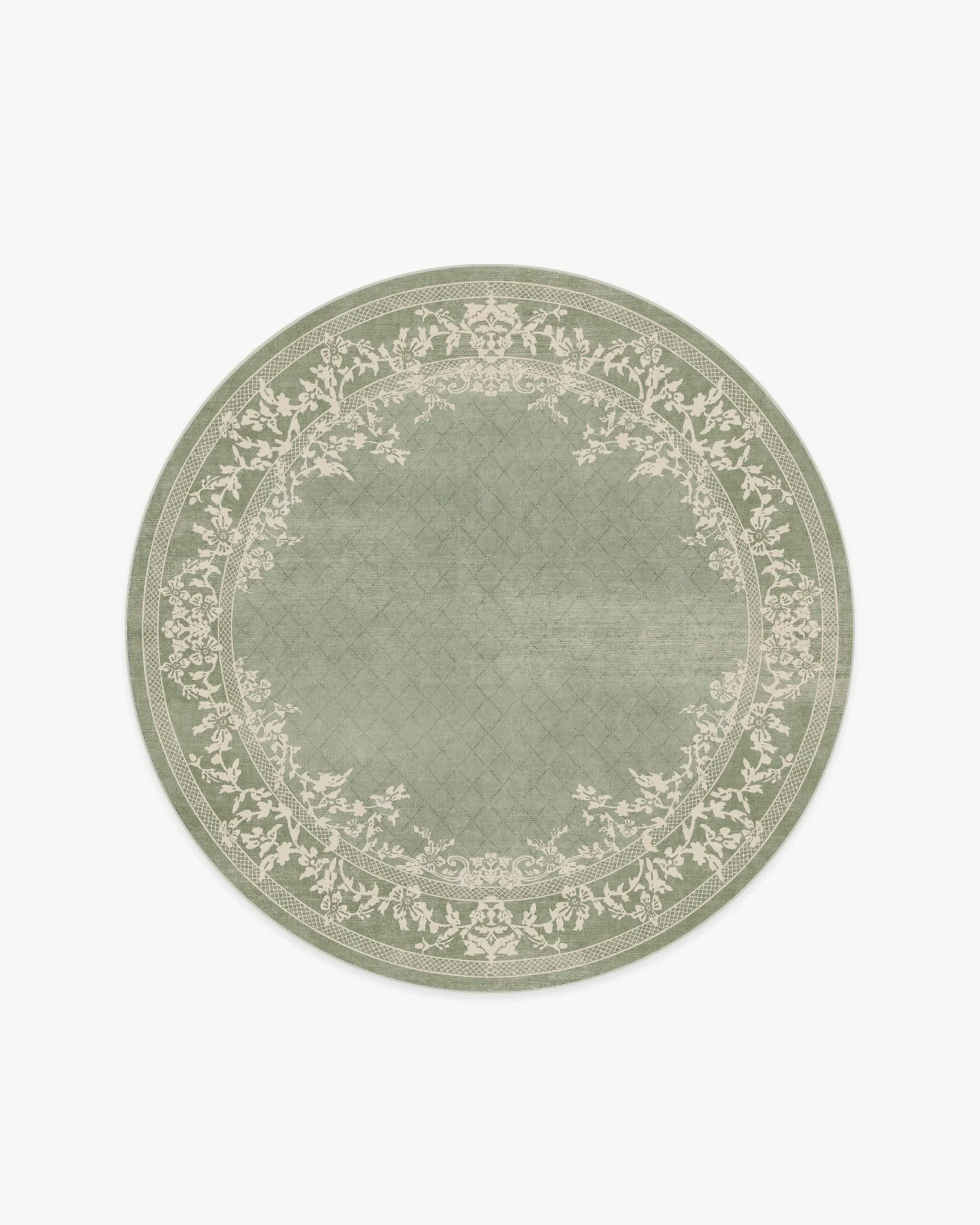Round Area Rug Machine Washable - Sage Green