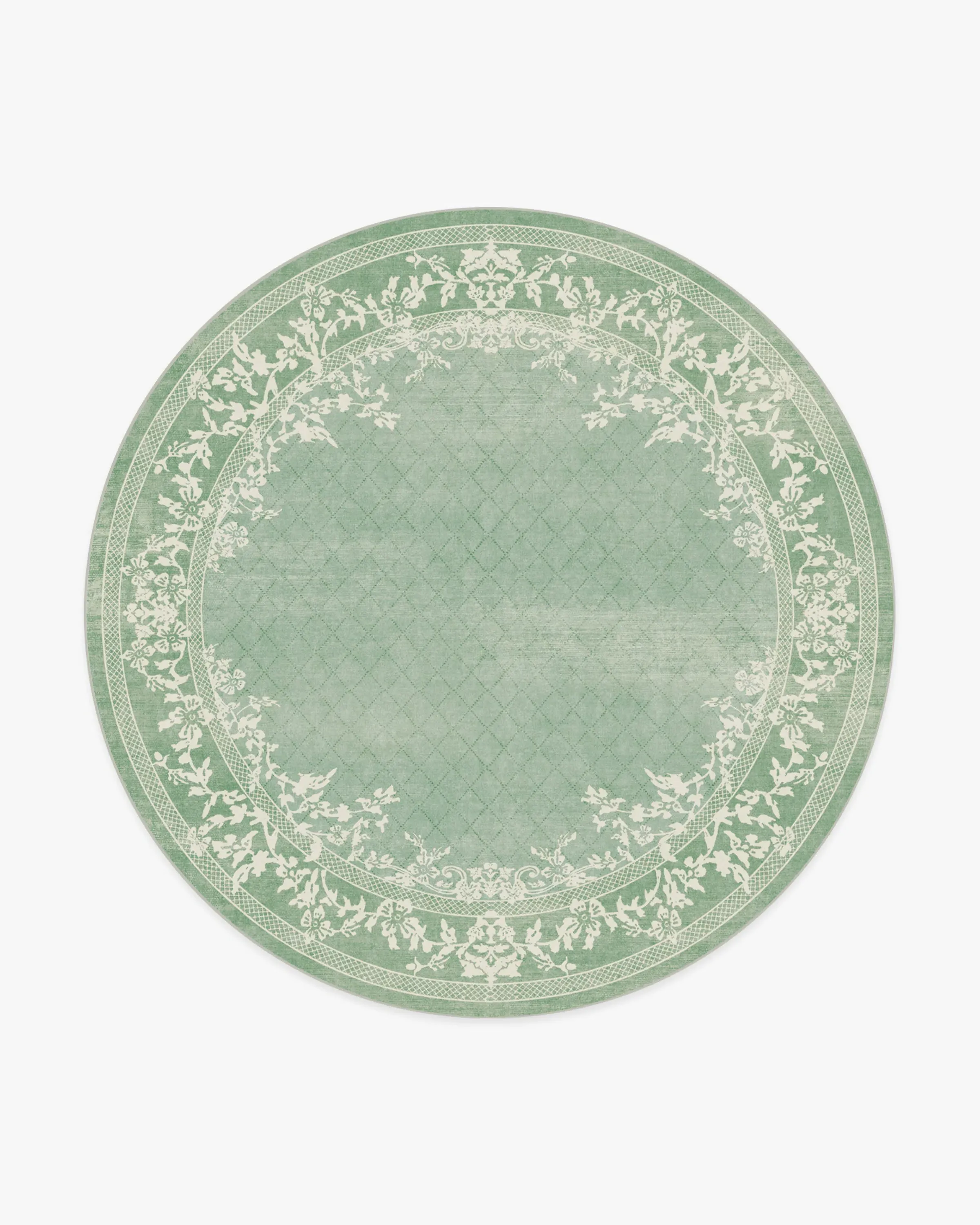 Round Area Rug Machine Washable - Sage Green