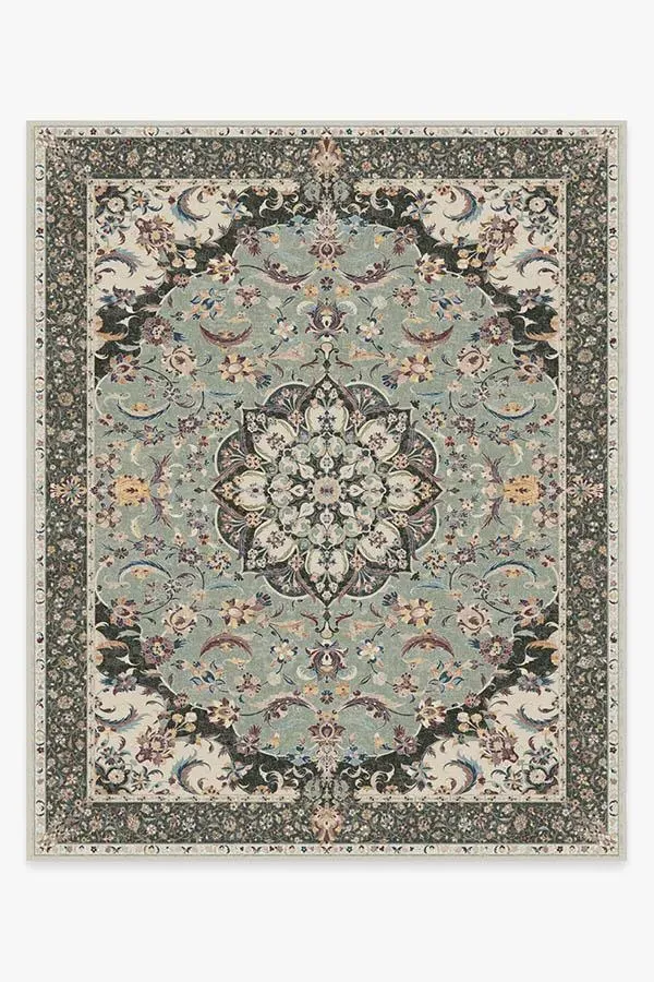 Round Area Rug Machine Washable - Sage Green