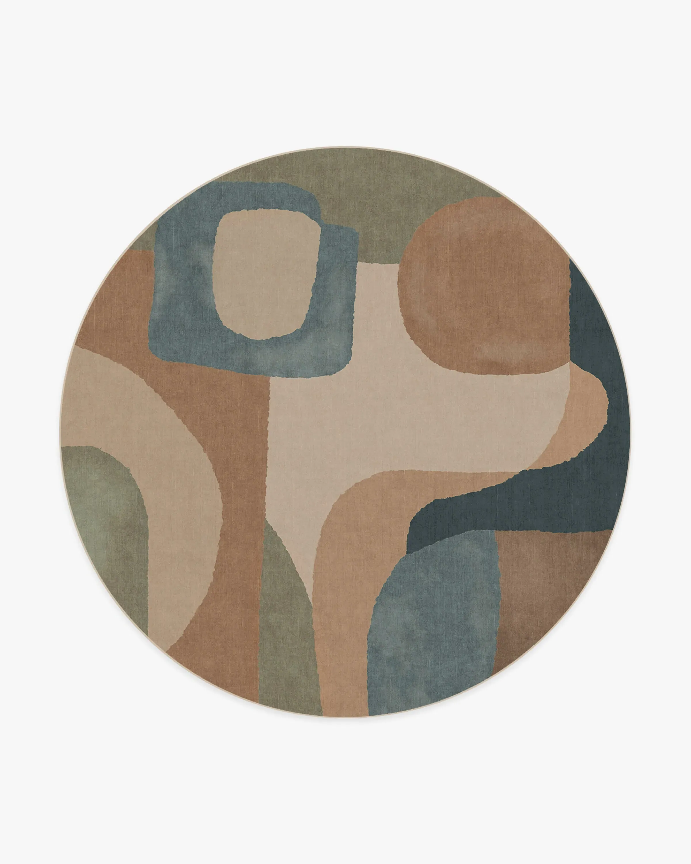 Round Area Rug Machine Washable - Sand & Ocean