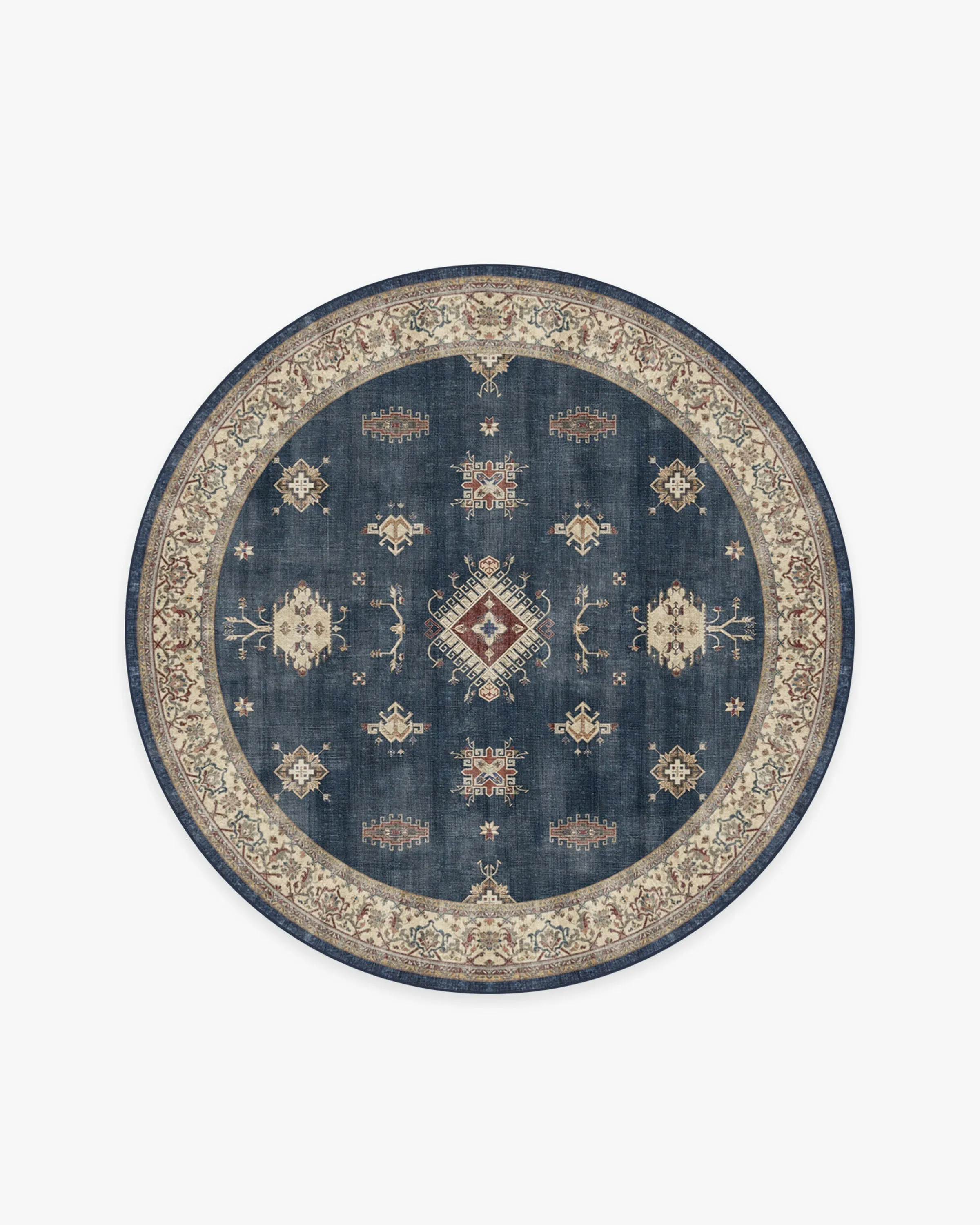 Round Area Rug Machine Washable - Sapphire
