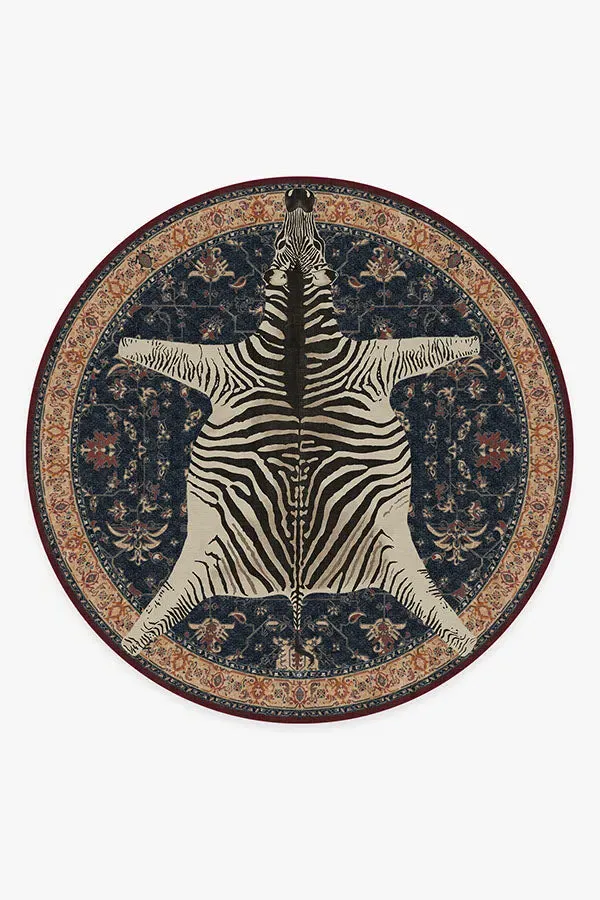 Round Area Rug Machine Washable - Sapphire
