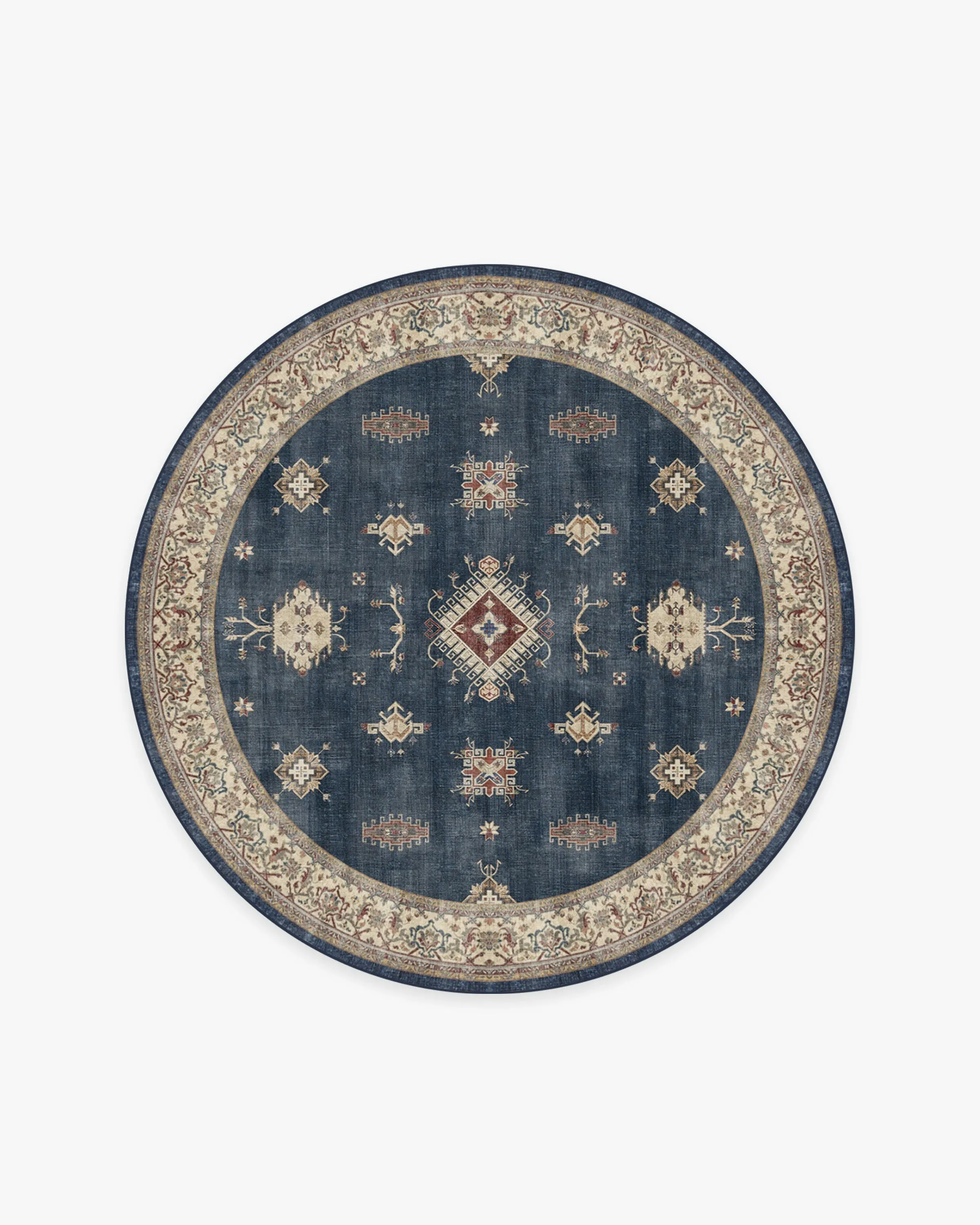 Round Area Rug Machine Washable - Sapphire Blue