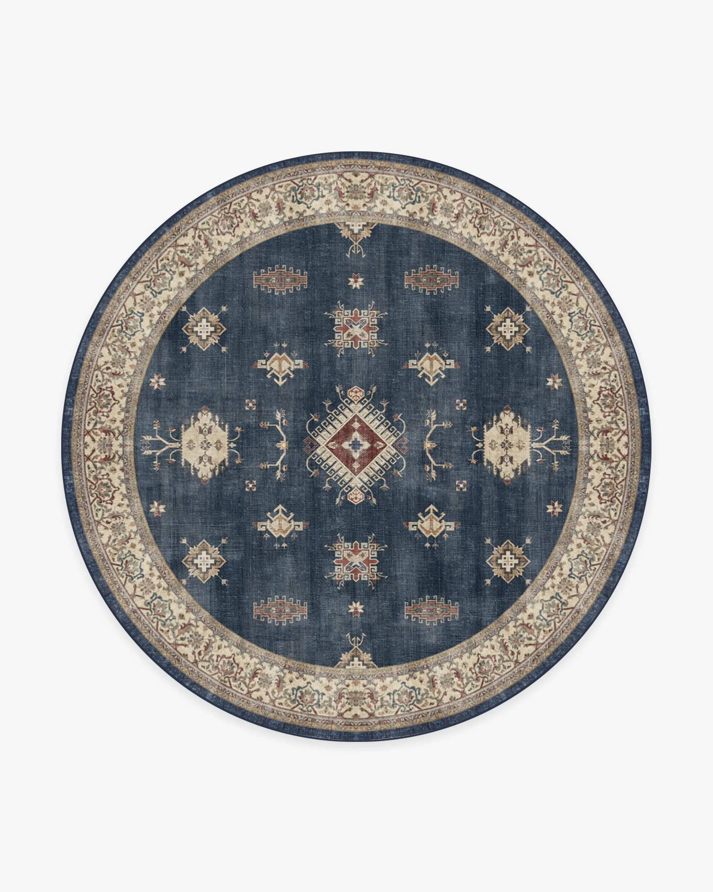 Round Area Rug Machine Washable - Sapphire