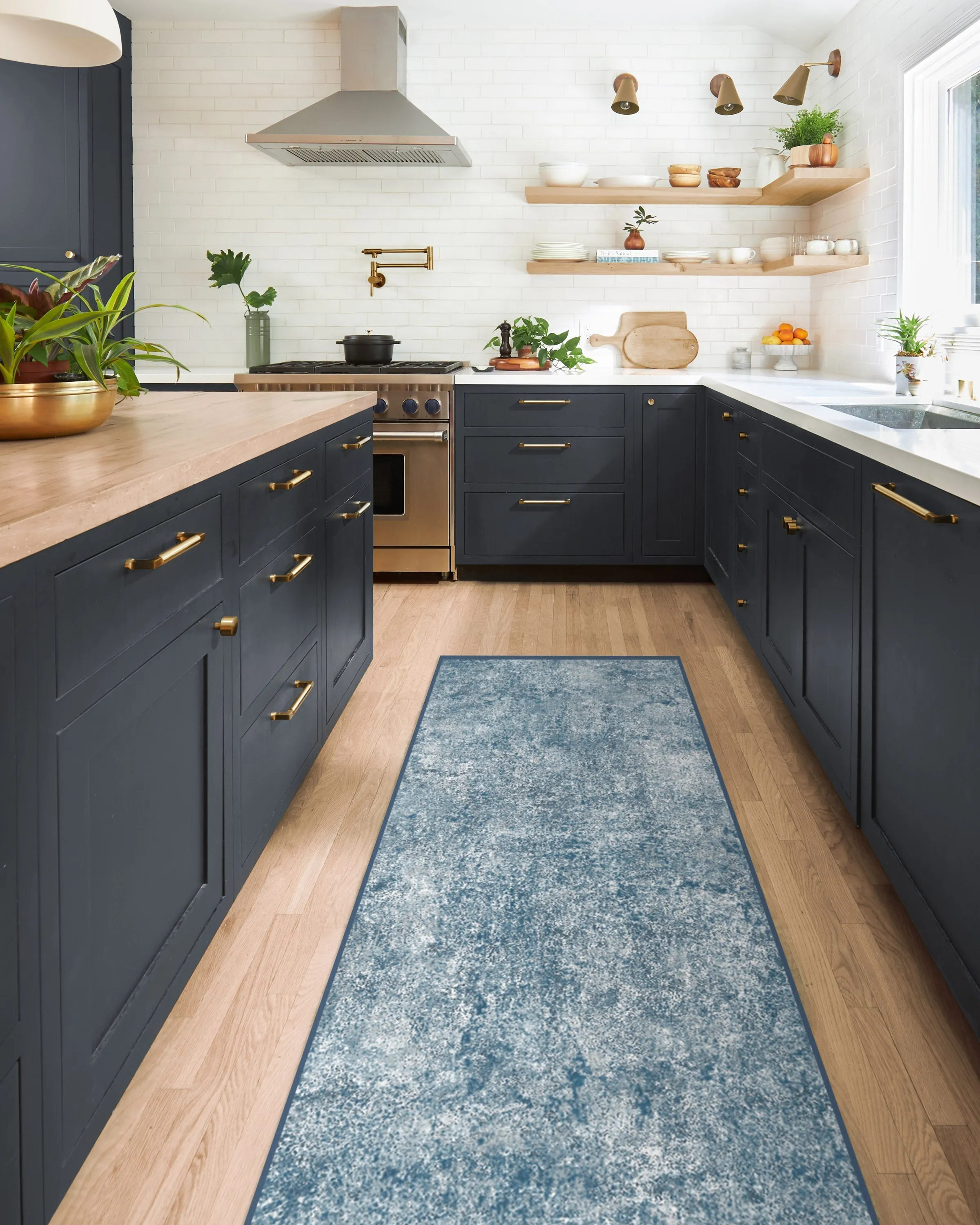 Round Area Rug Machine Washable - Slate Blue