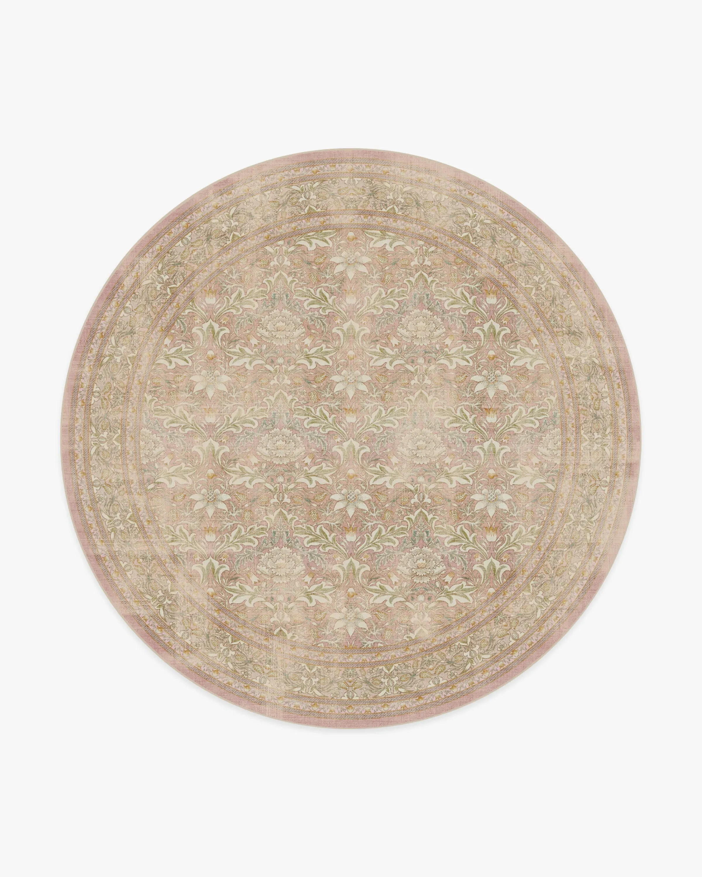 Round Area Rug Machine Washable - Soft Pink