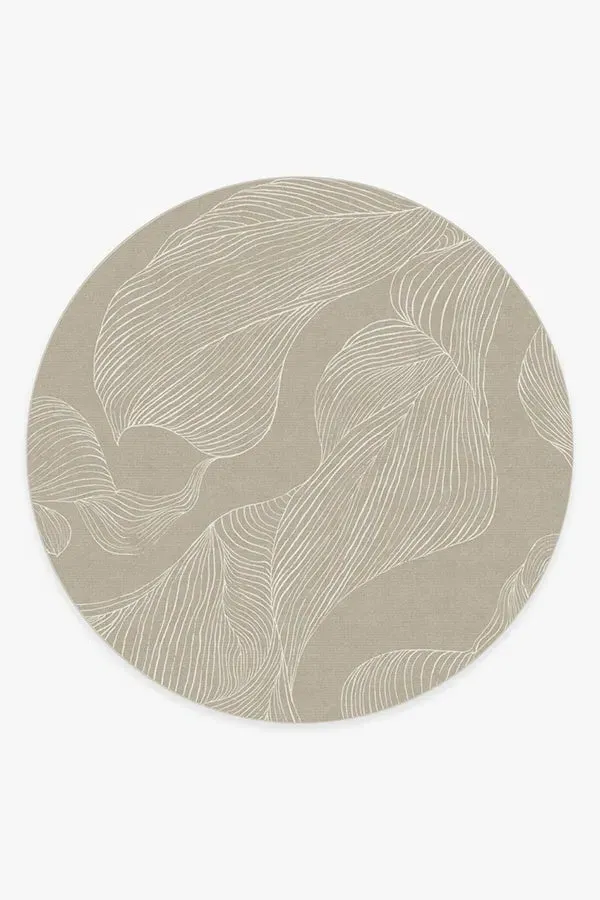 Round Area Rug Machine Washable - Stone, Chenille