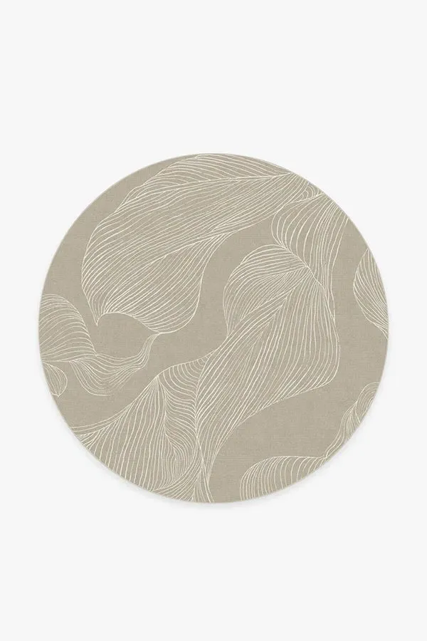 Round Area Rug Machine Washable - Stone, Chenille