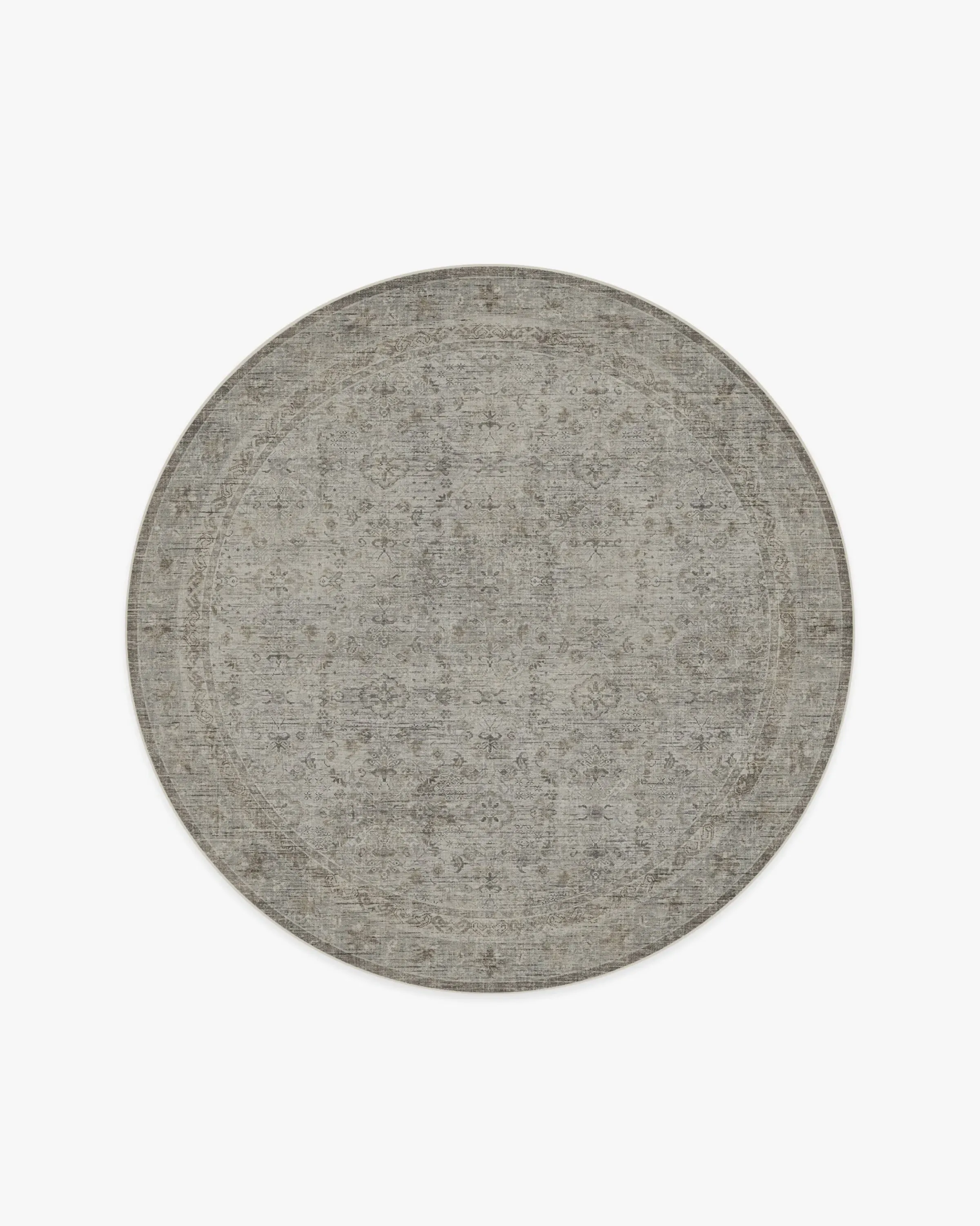 Round Area Rug Machine Washable - Stone Grey