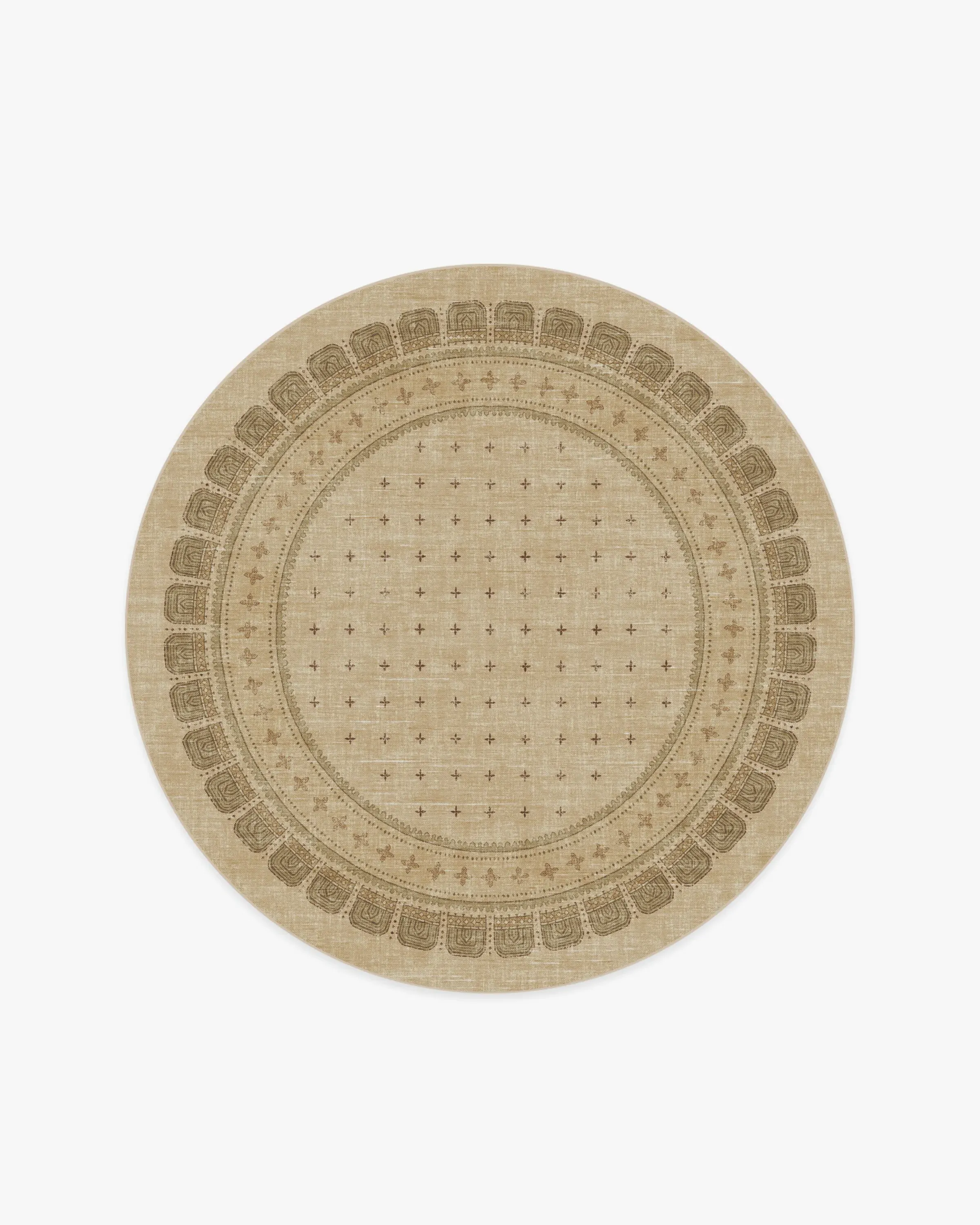 Round Area Rug Machine Washable - Tan