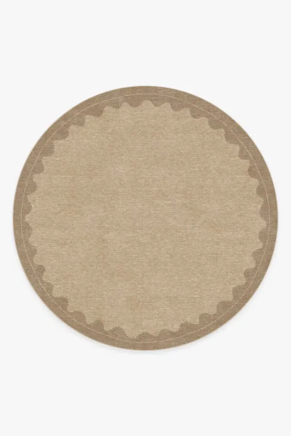 Round Area Rug Machine Washable - Tan