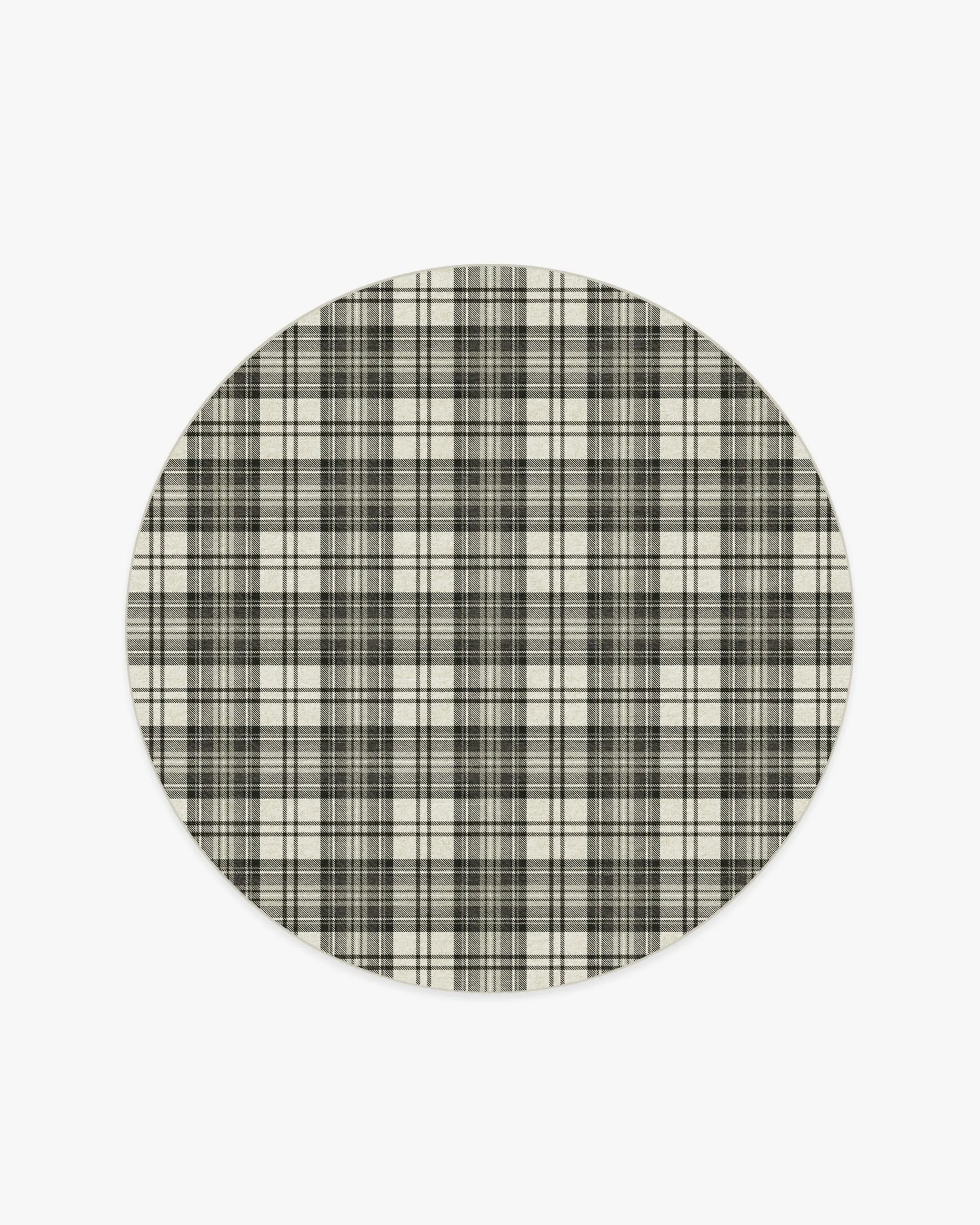 Round Area Rug Machine Washable - Tartan