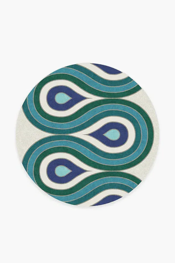 Round Area Rug Machine Washable - Teal