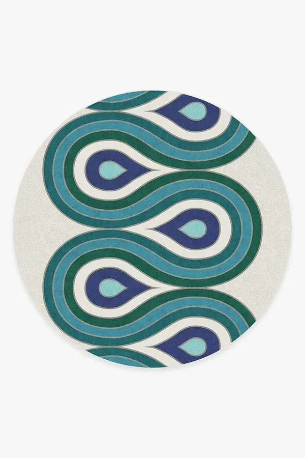 Round Area Rug Machine Washable - Teal