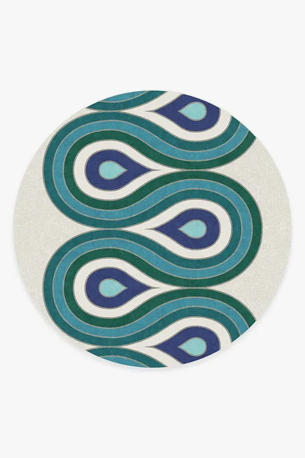 Round Area Rug Machine Washable - Teal
