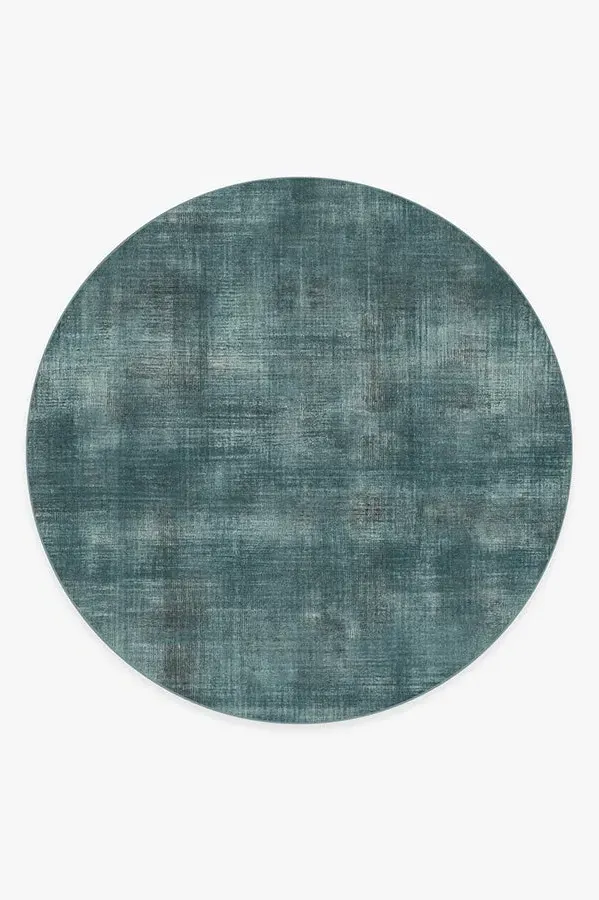 Round Area Rug Machine Washable - Teal Blue