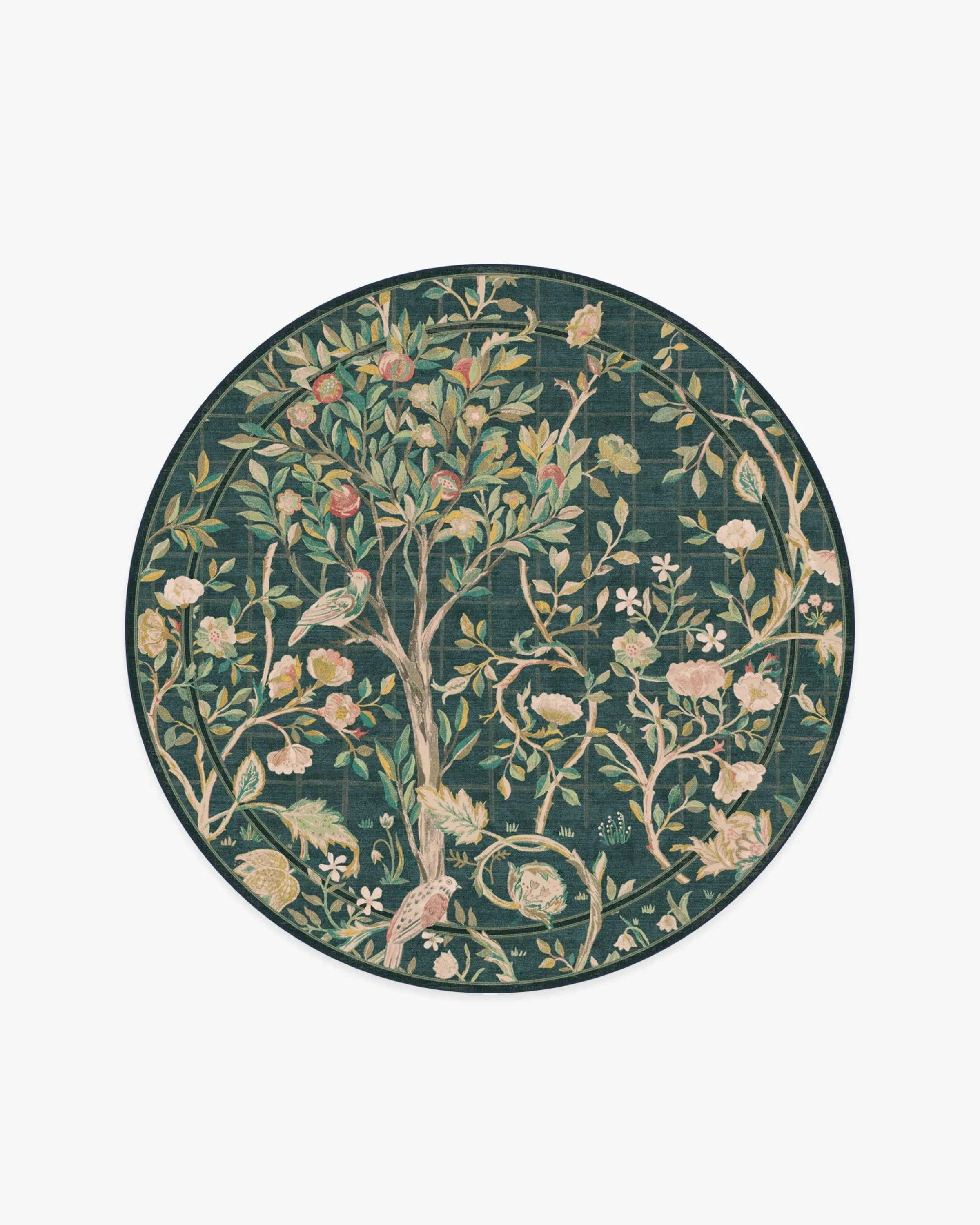 Round Area Rug Machine Washable - Teal Green
