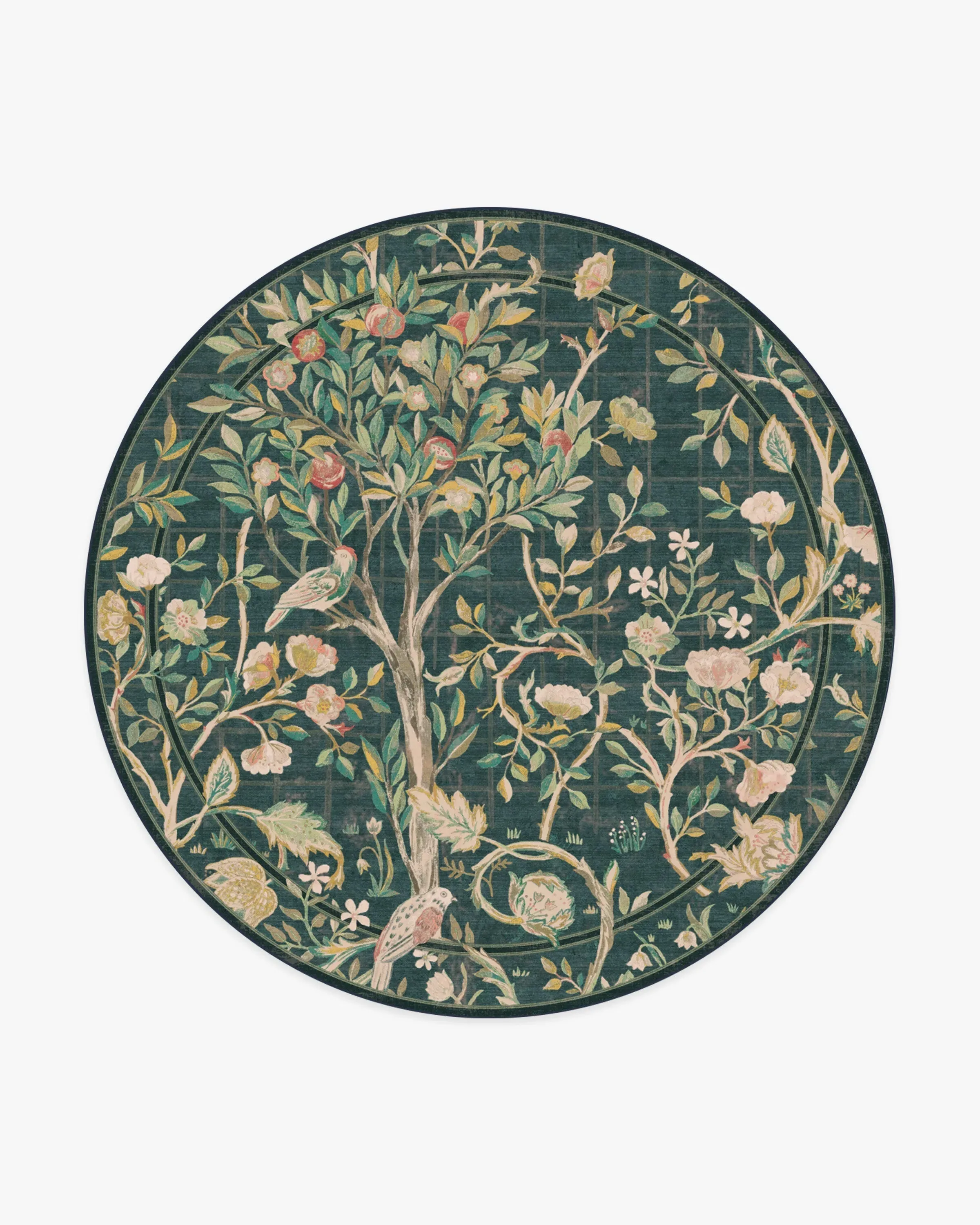 Round Area Rug Machine Washable - Teal Green