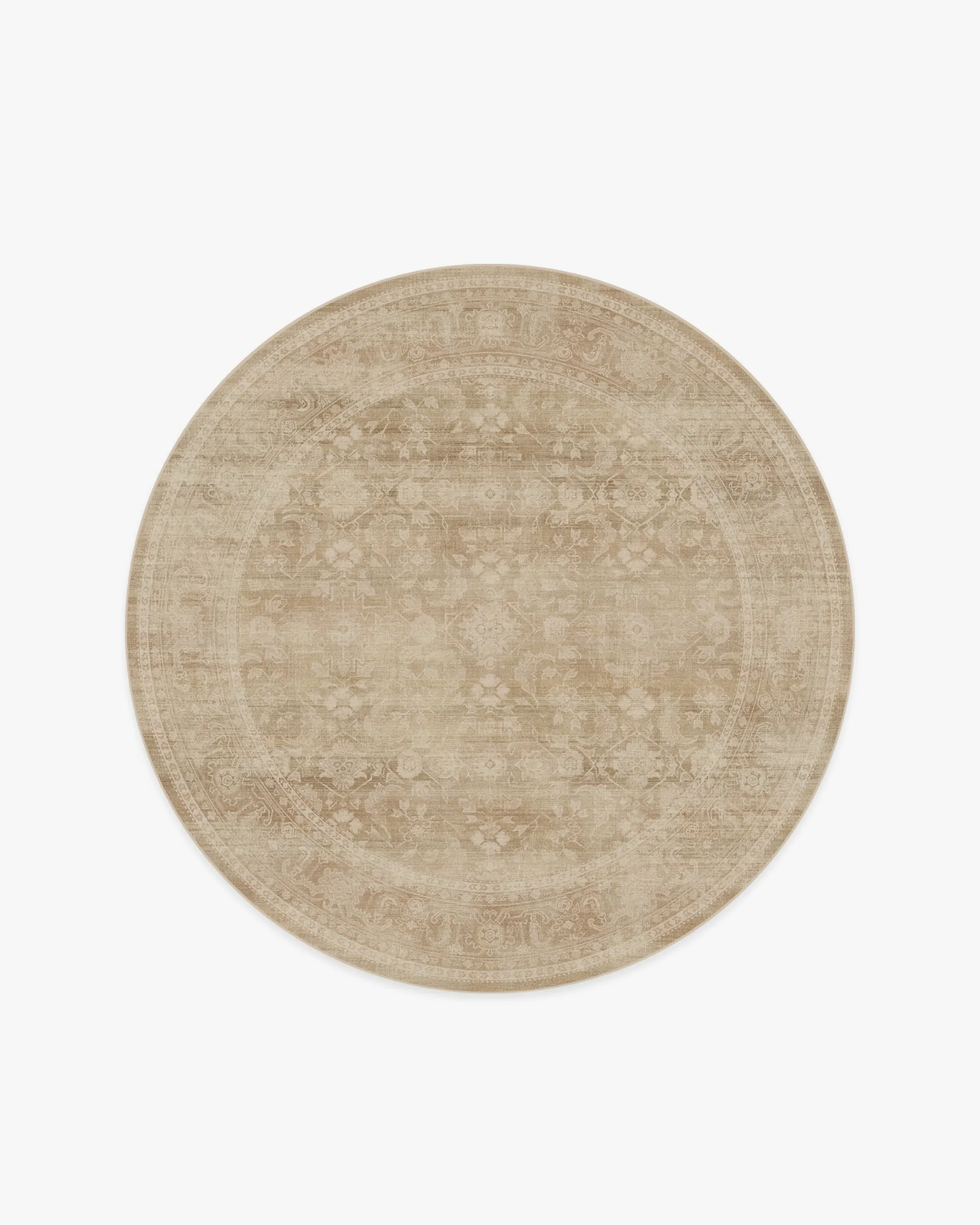 Round Area Rug Machine Washable - Warm Natural