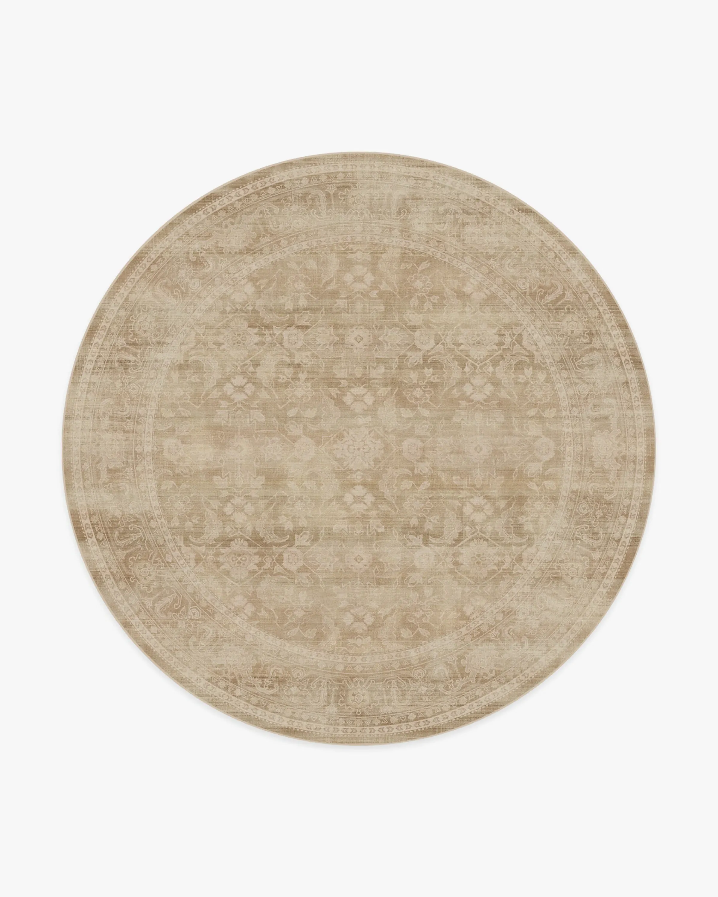 Round Area Rug Machine Washable - Warm Natural
