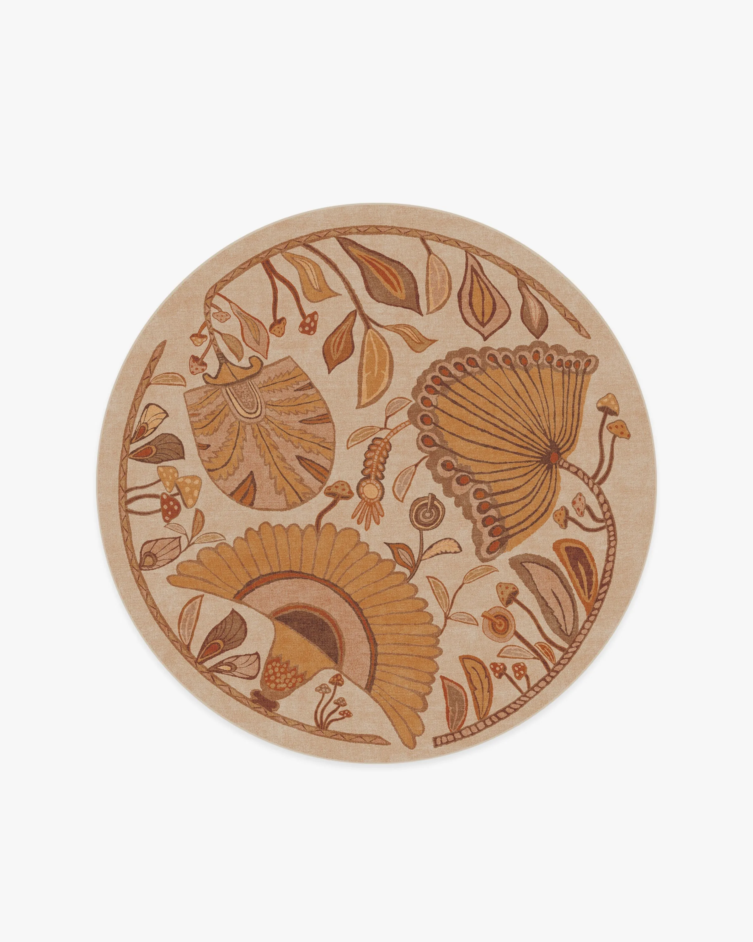 Round Area Rug Machine Washable - Yellow