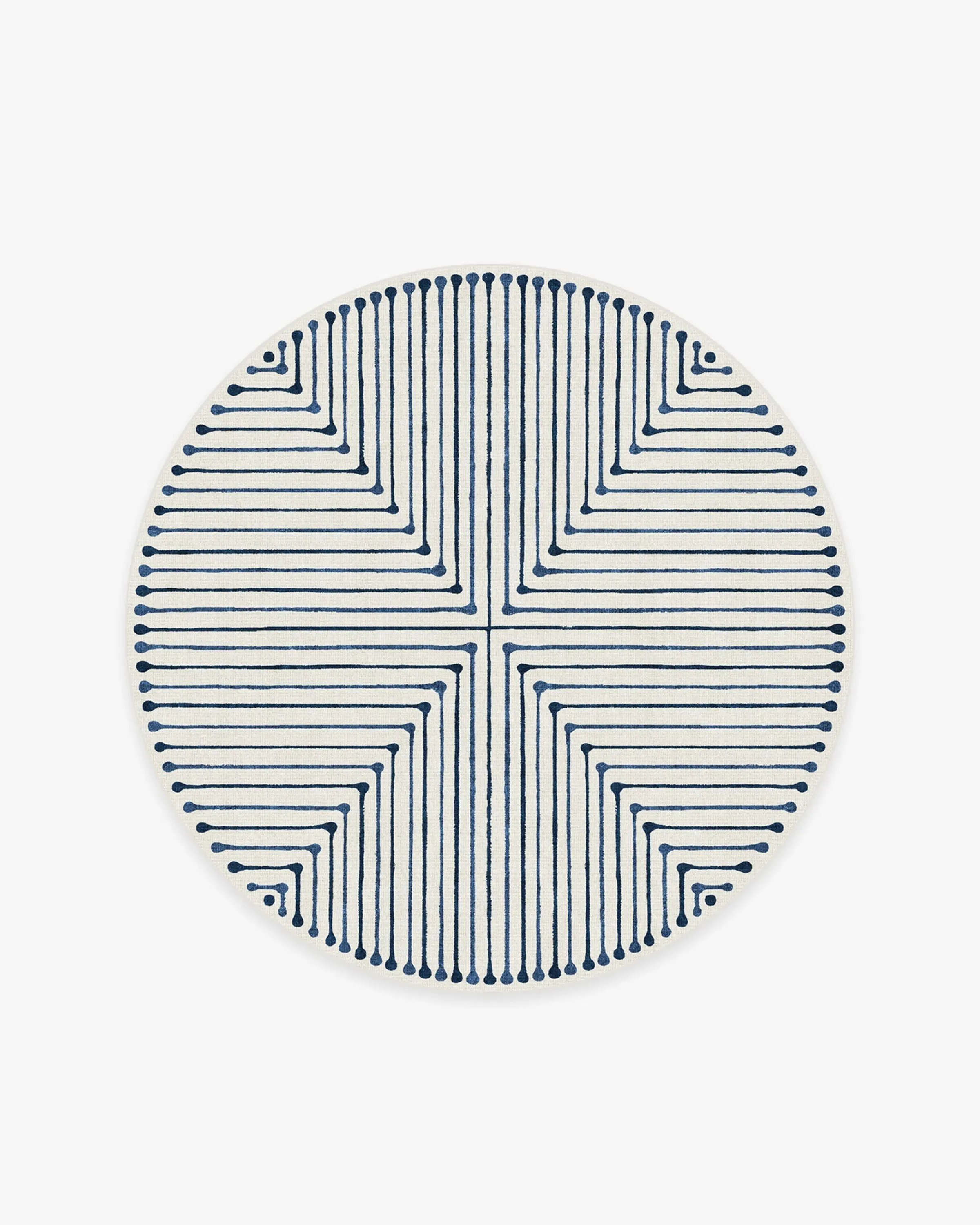 Round Area Rug Washable - Blue