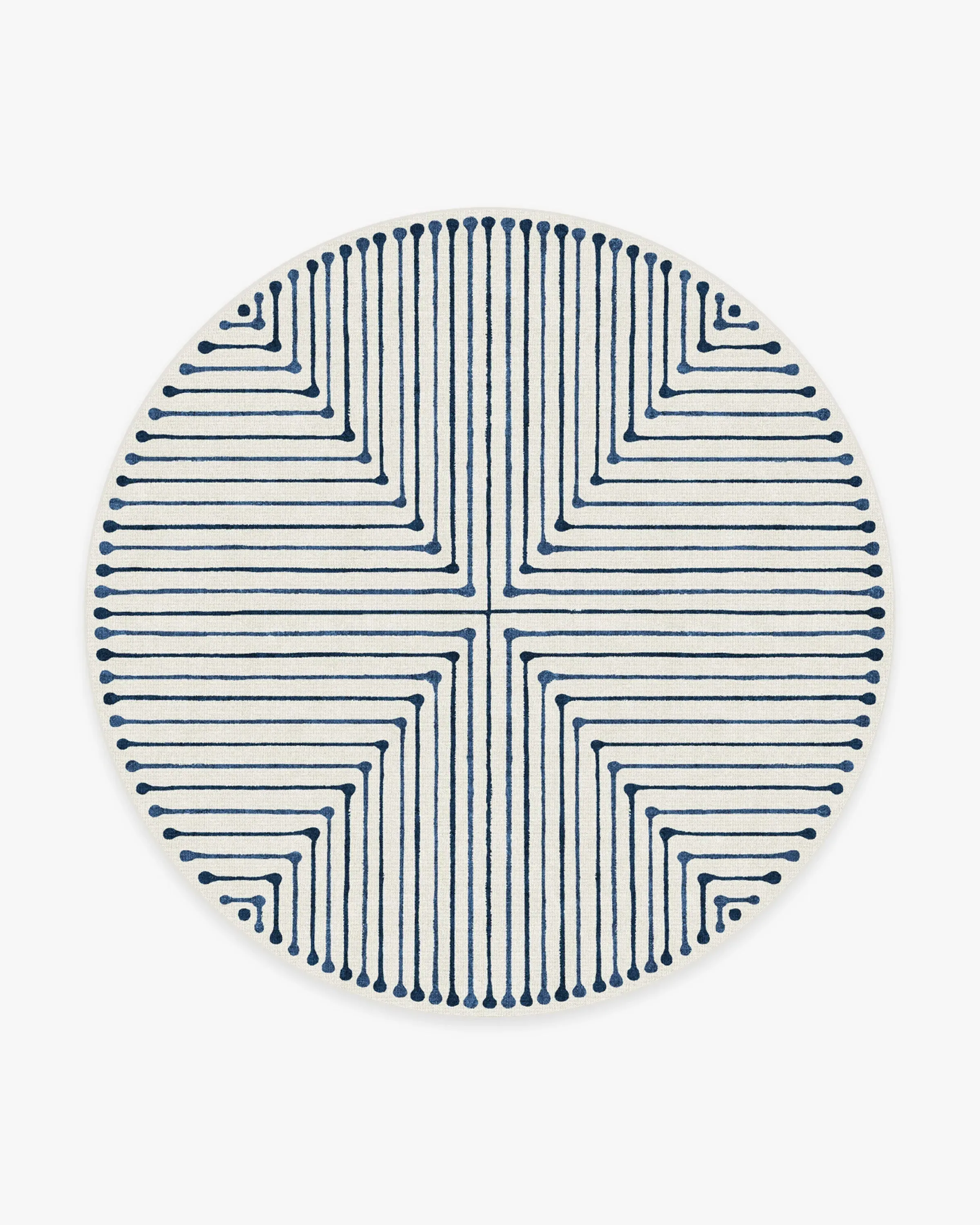 Round Area Rug Washable - Blue