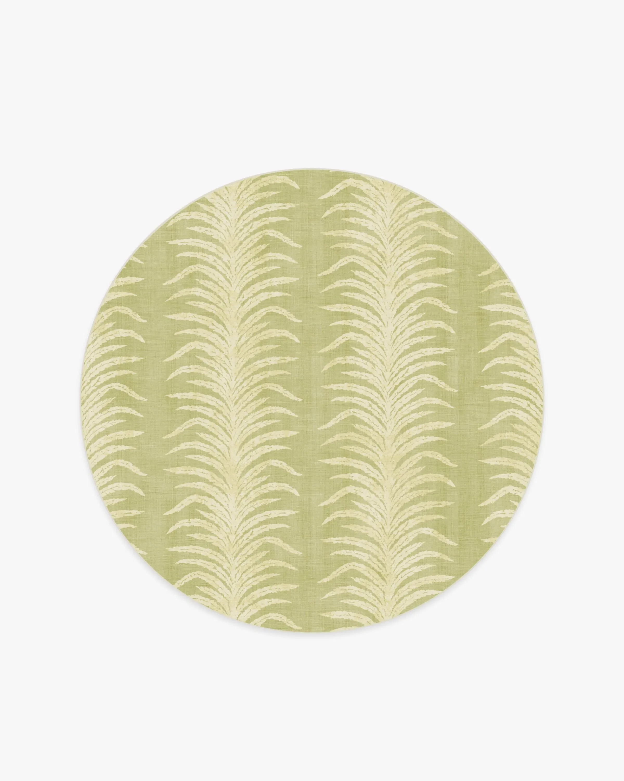 Round Area Rug with Tree Fern Pattern - Matcha Green