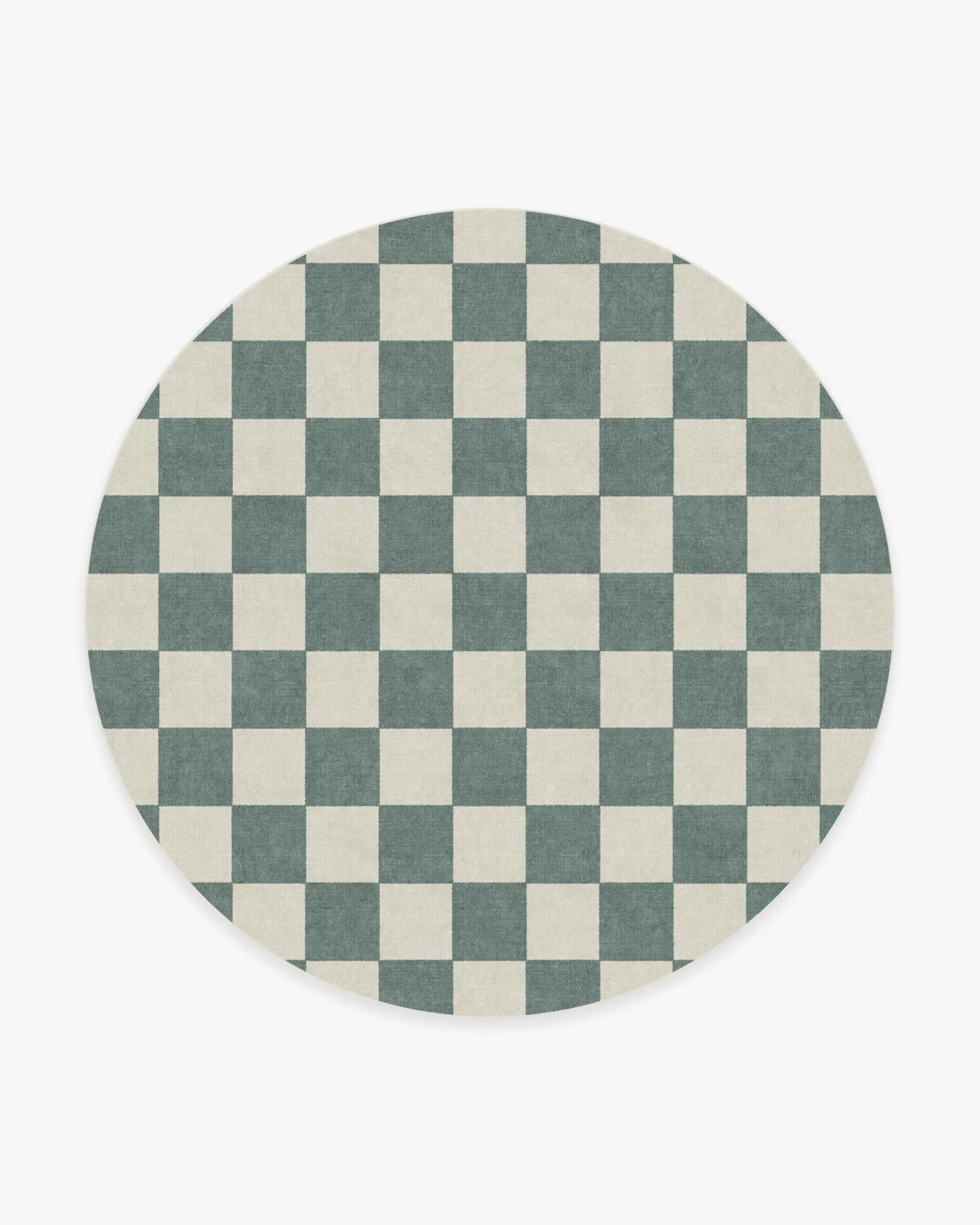 Round Checkered Rug Machine Washable - Green