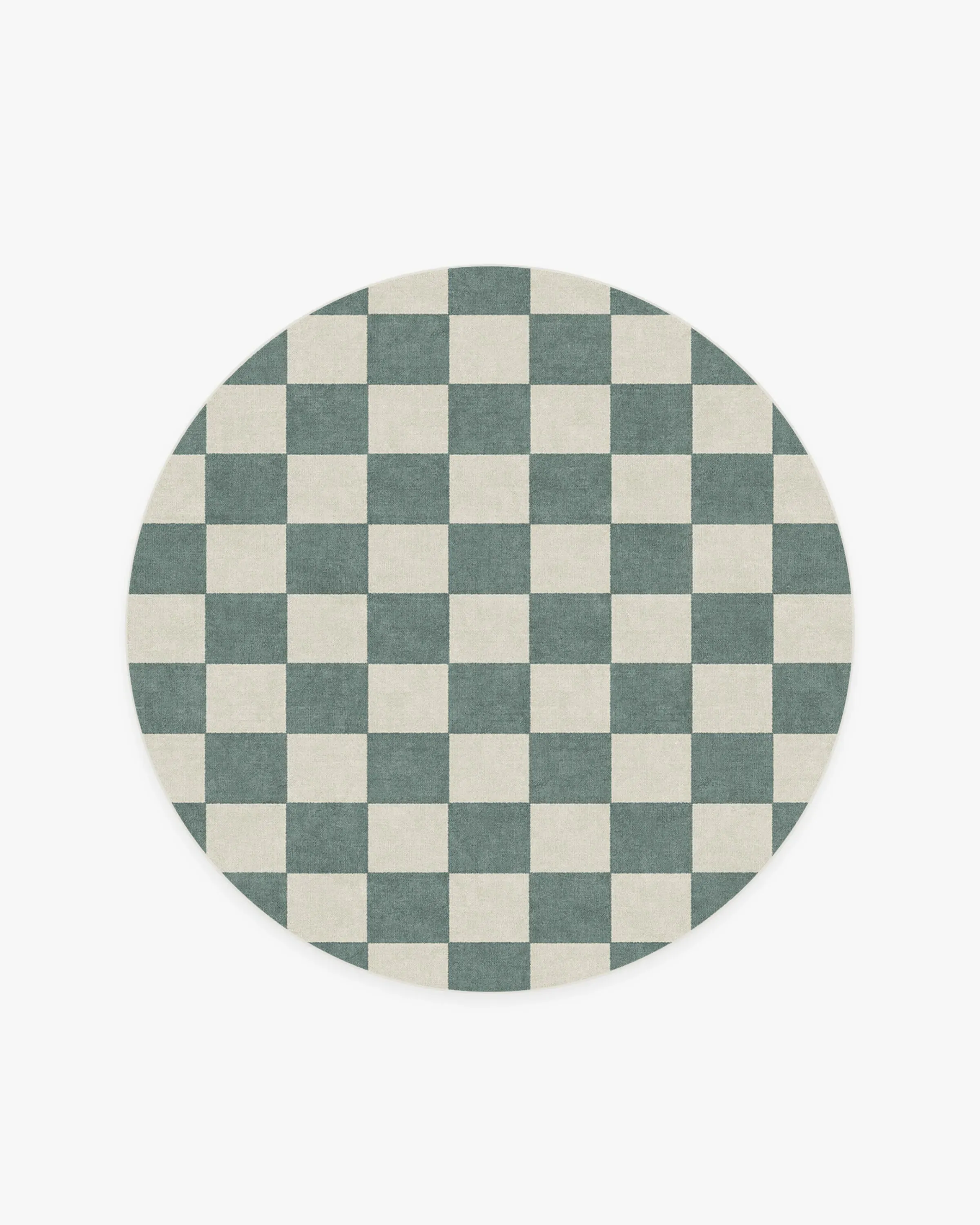 Round Checkered Rug Machine Washable - Green