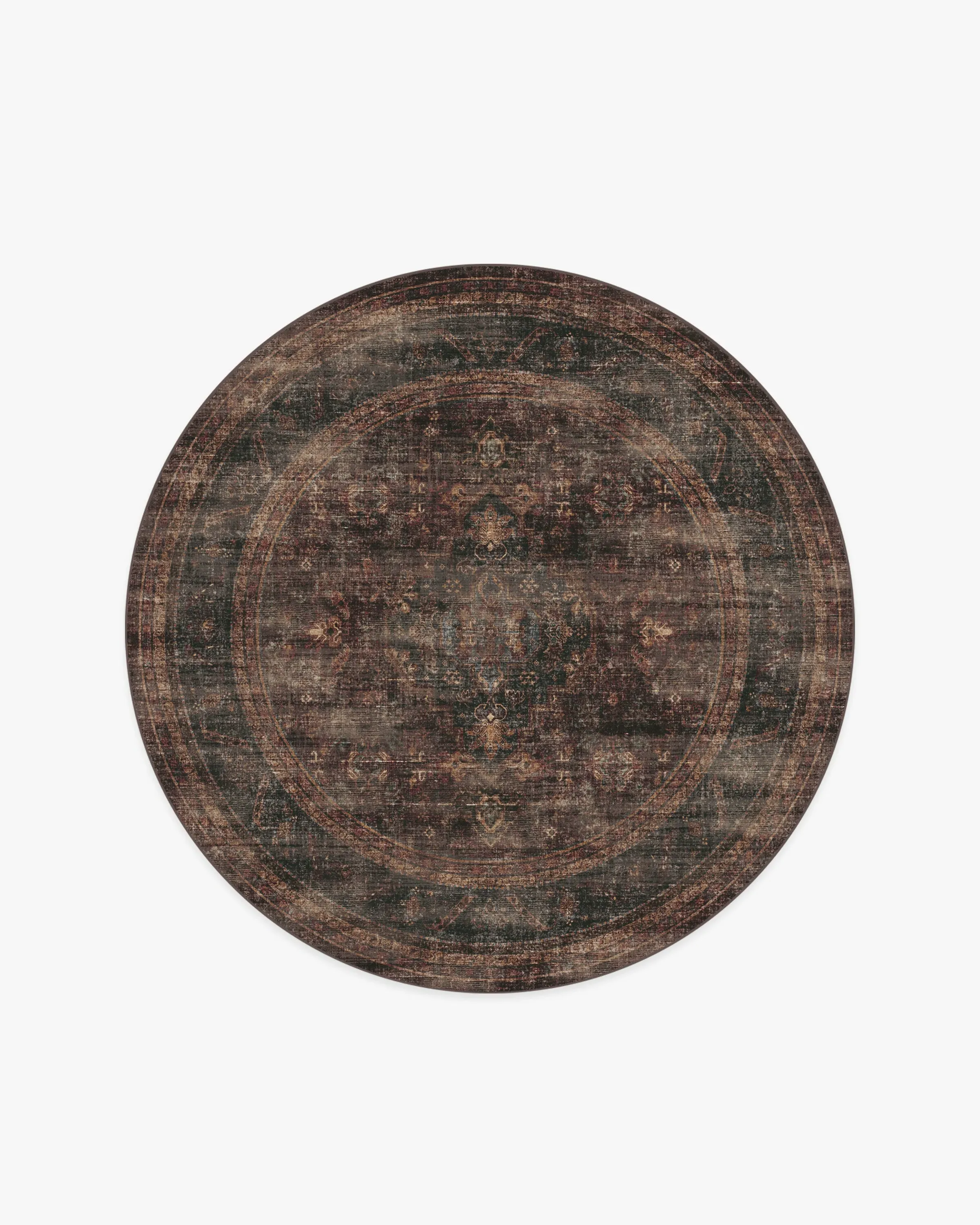 Round Flatwoven Area Rug - Bordeaux Red