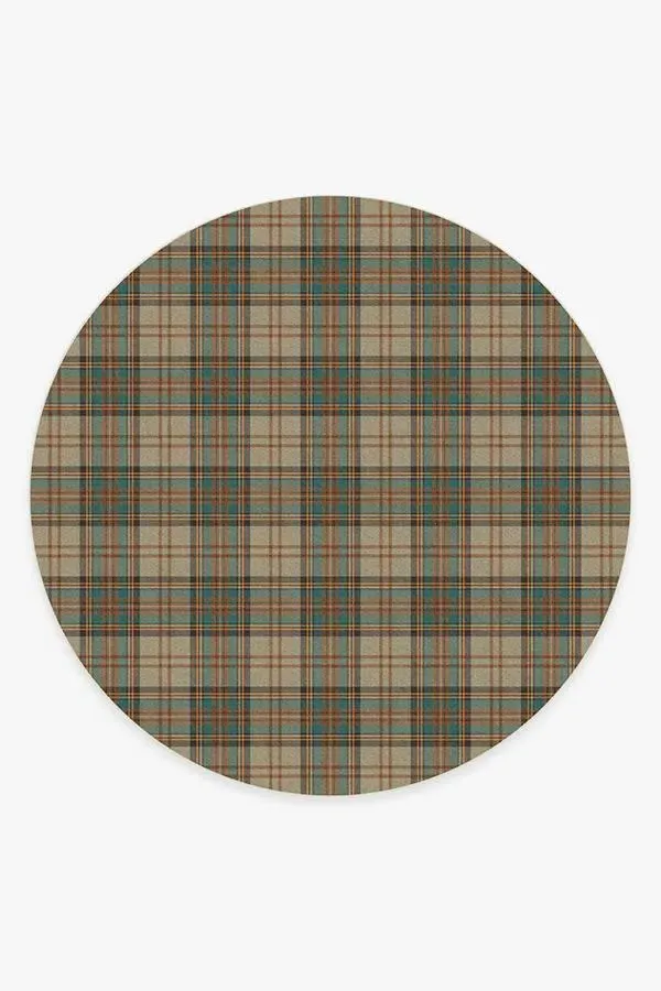 Round Flatwoven Area Rug Machine Washable - Khaki
