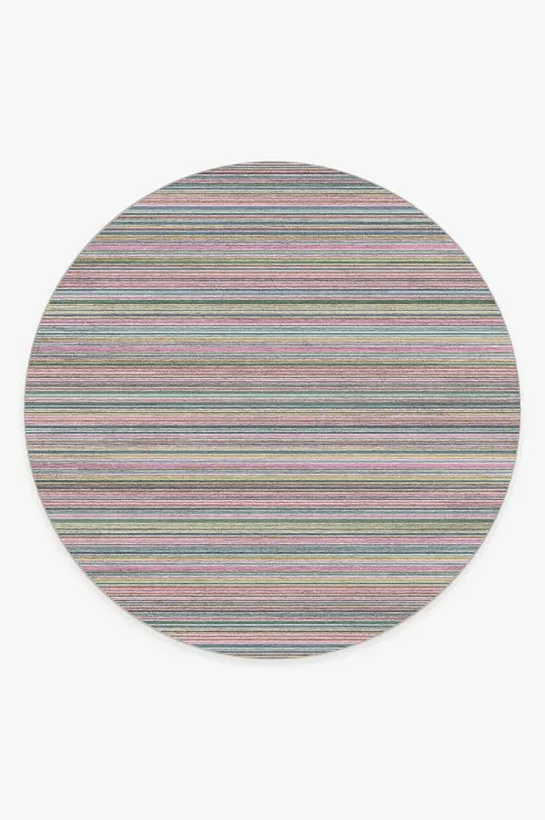 Round Flatwoven Area Rug Machine Washable - Multi