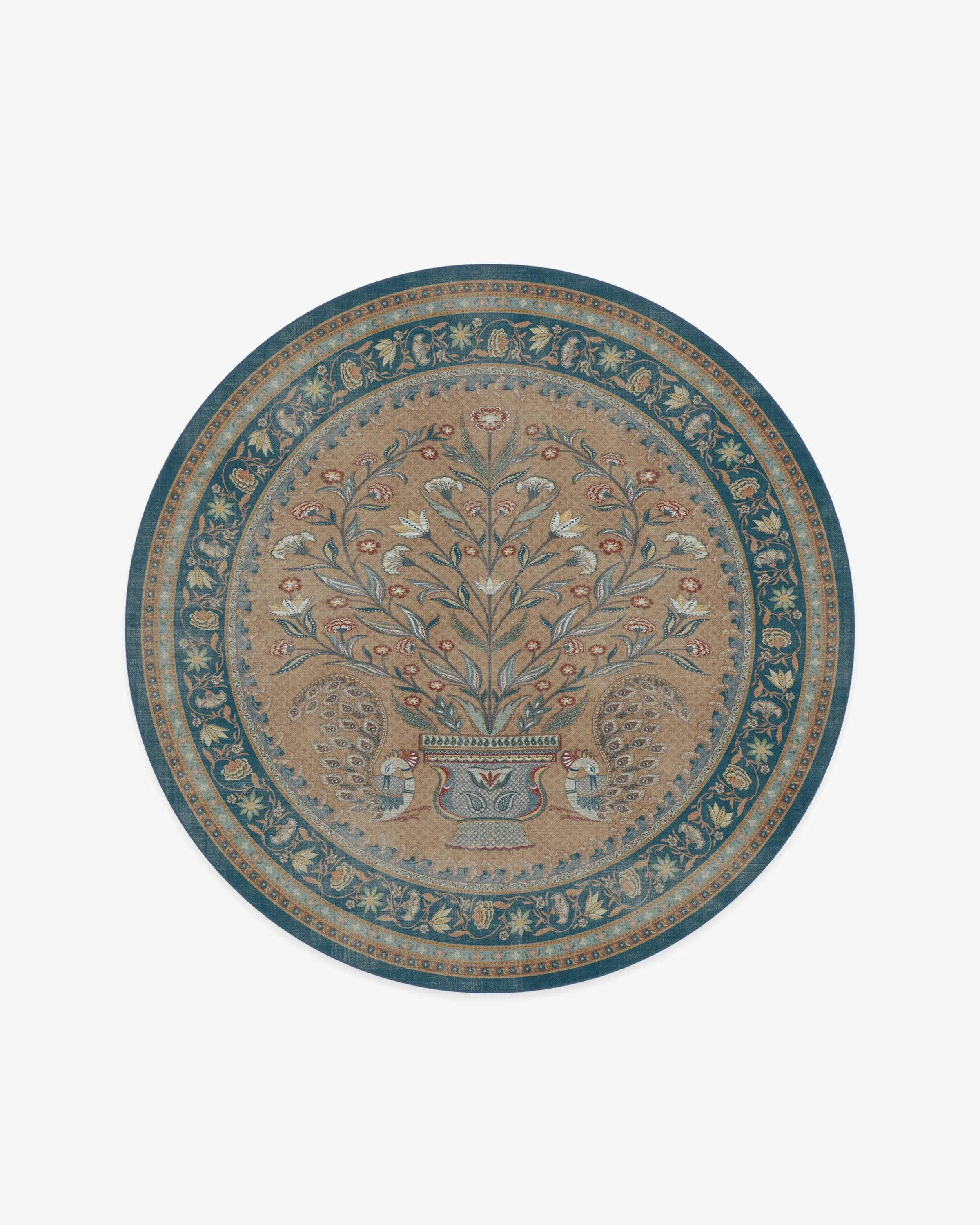 Round Flatwoven Area Rug - Multicolour