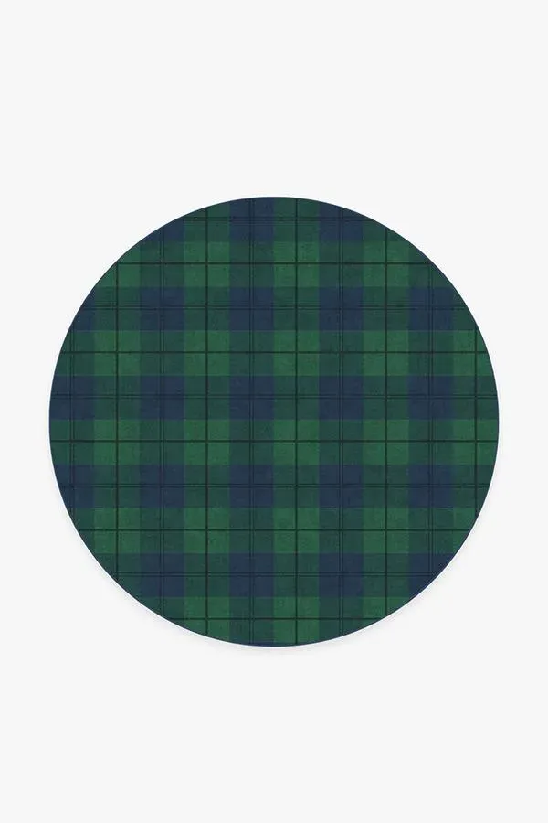 Round Flatwoven Rug Machine Washable - Green