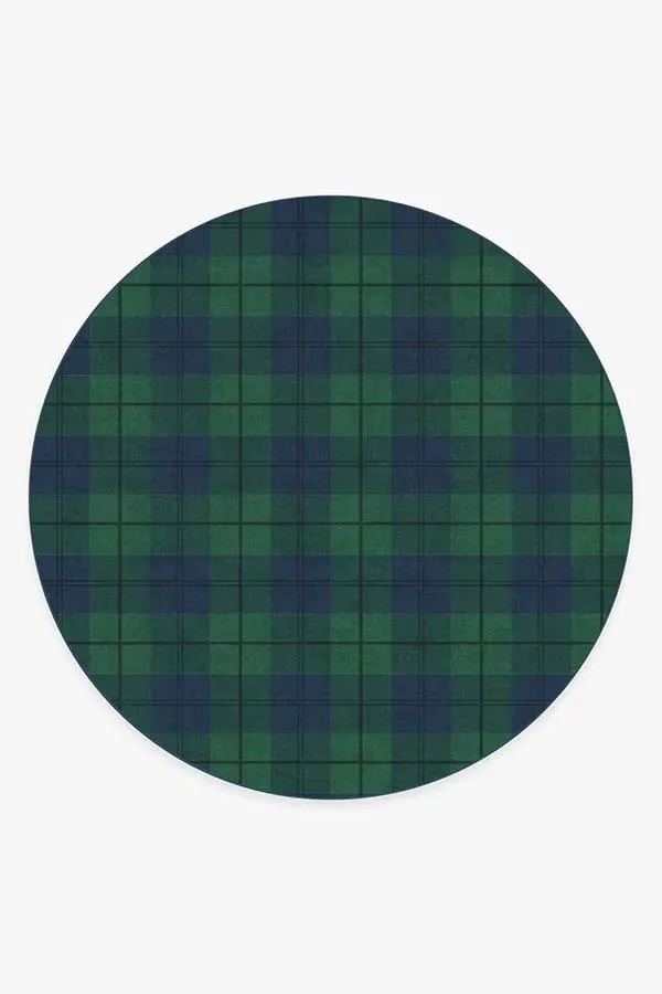 Round Flatwoven Rug Machine Washable - Green