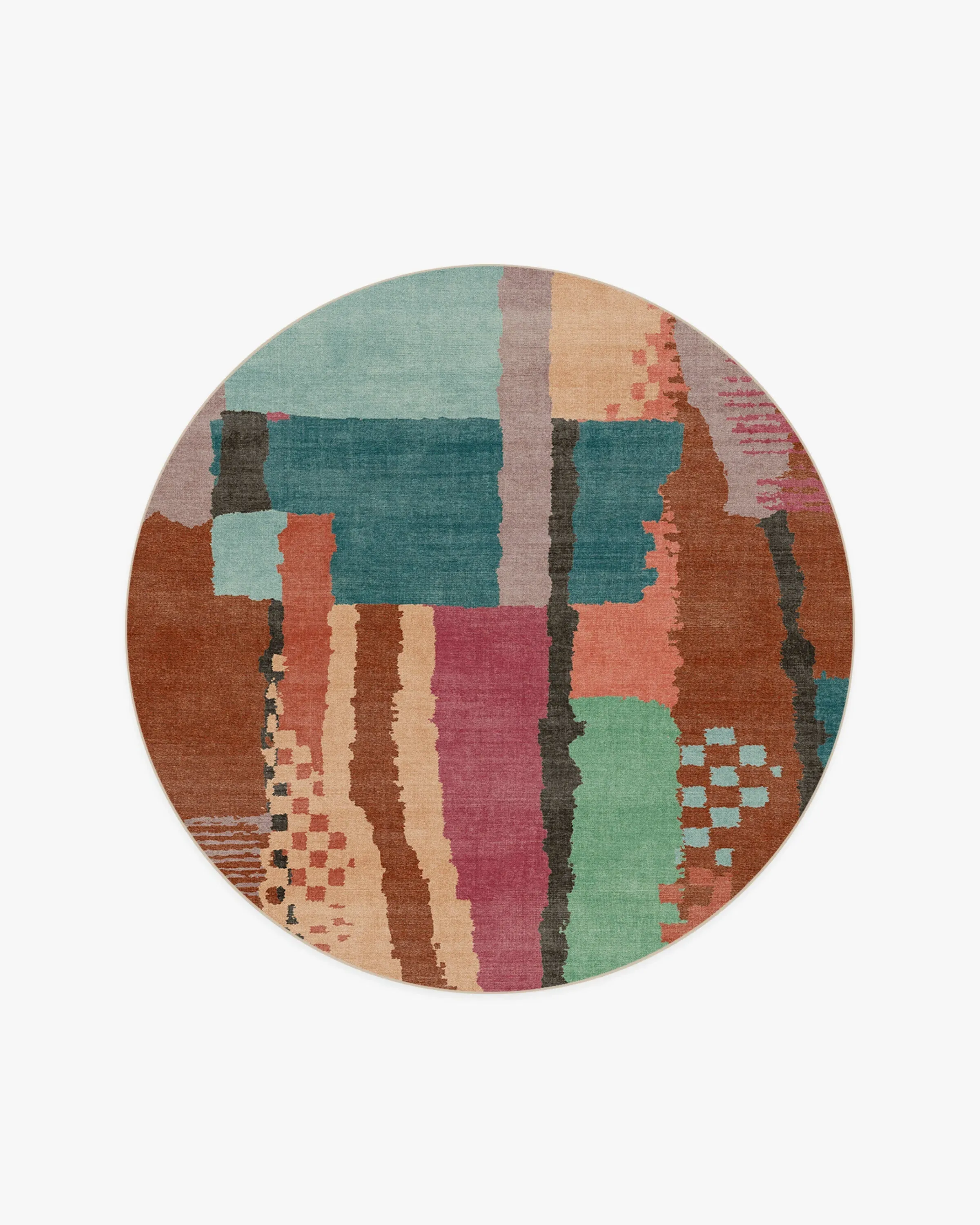 Round Flatwoven Rug Machine Washable - Multi