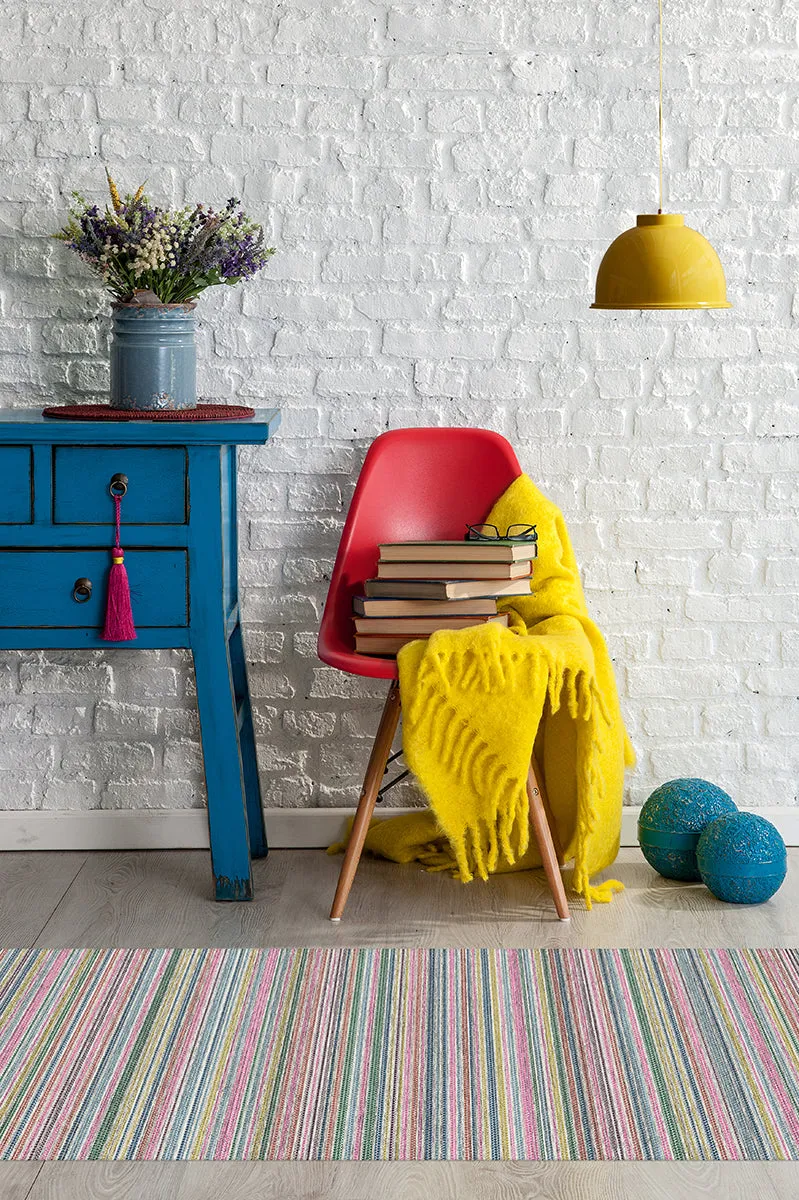 Round Flatwoven Rug Machine Washable - Multi