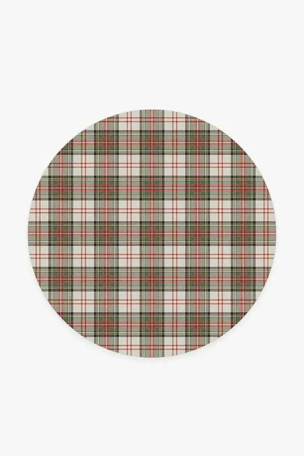 Round Flatwoven Rug Machine Washable - Red