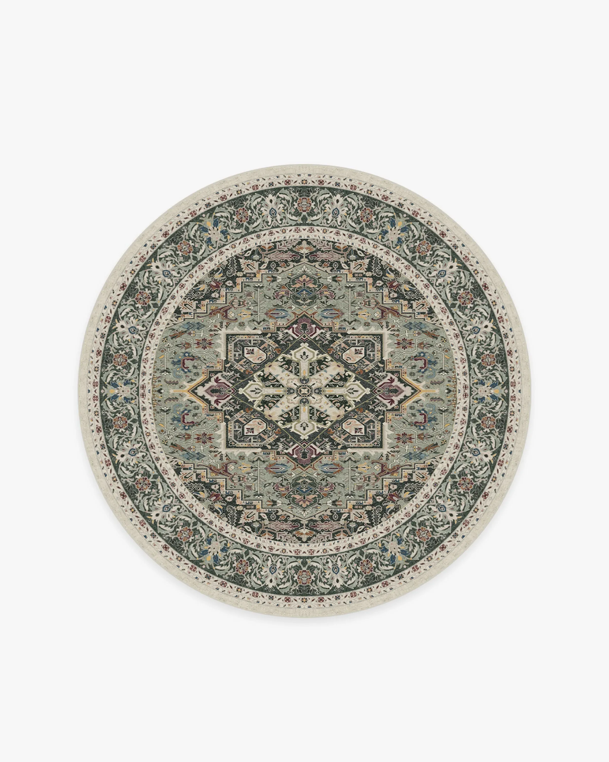 Round Flatwoven Rug Machine Washable - Sage