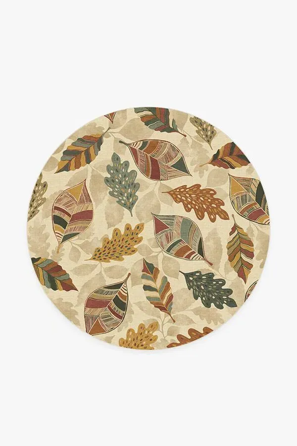 Round Machine Washable Area Rug - Amber, Chenille