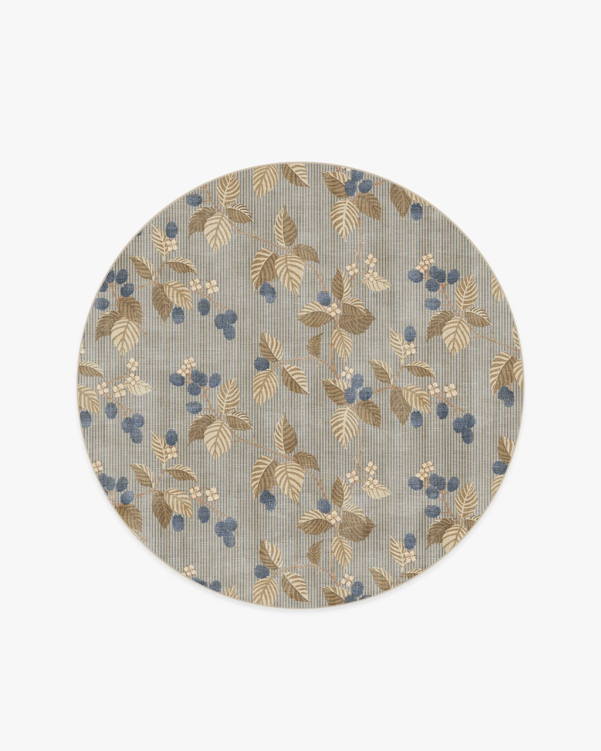 Round Machine Washable Area Rug - Azure & Fawn