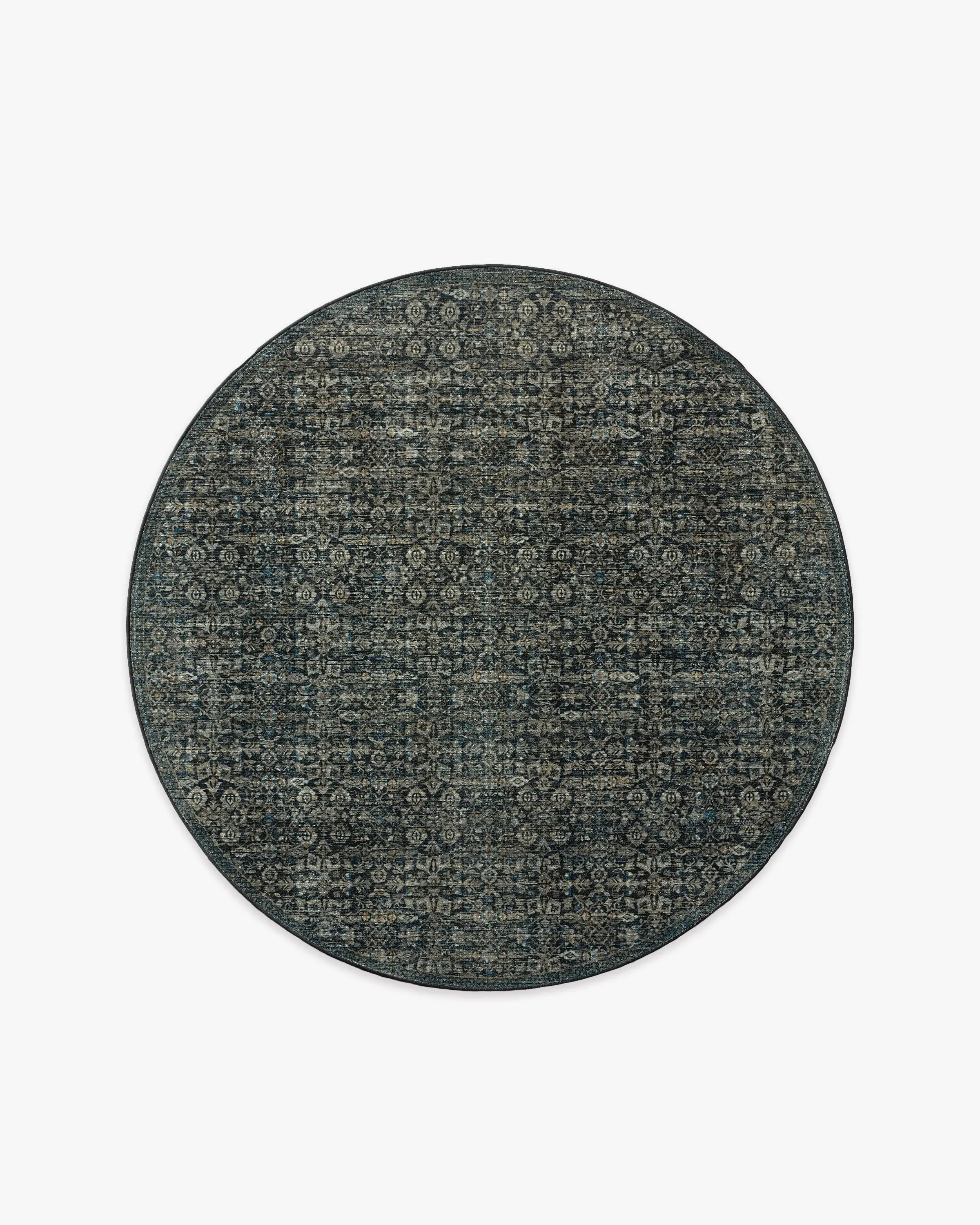 Round Machine Washable Area Rug - Black