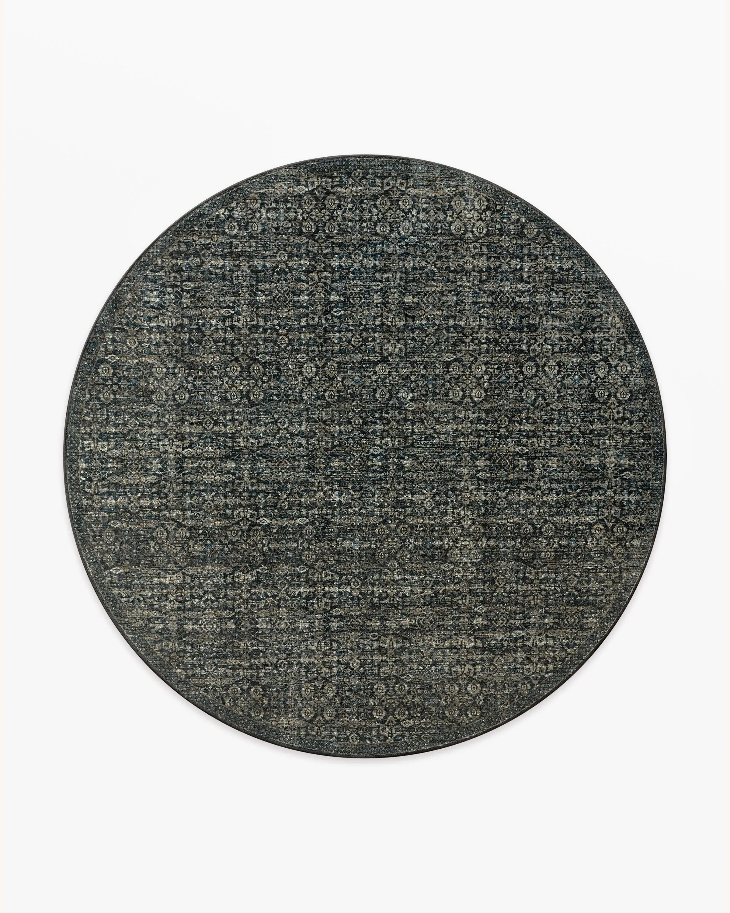 Round Machine Washable Area Rug - Black
