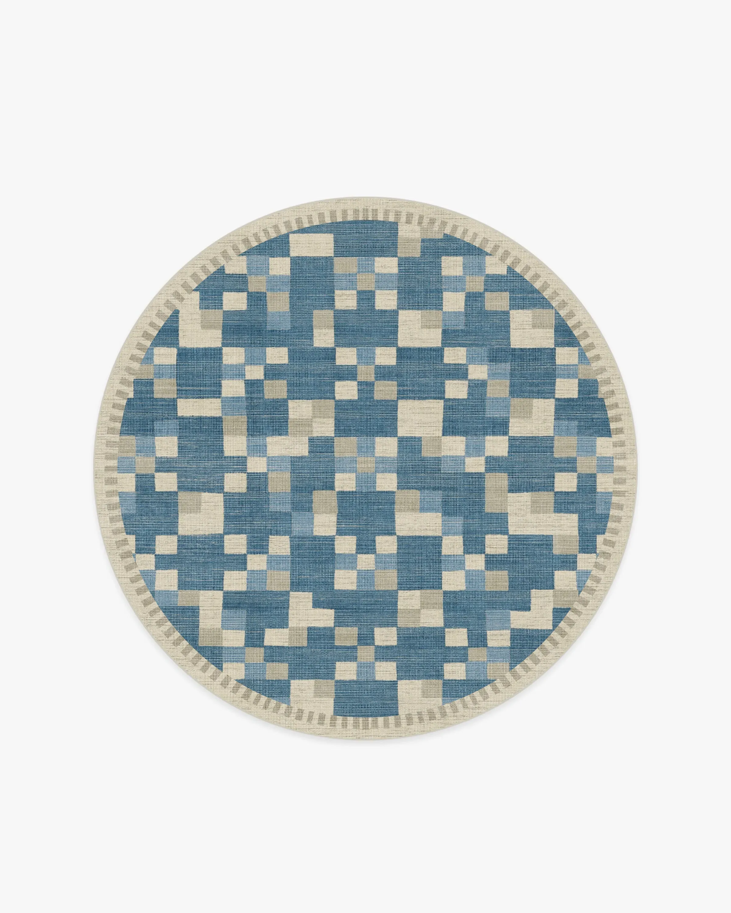 Round Machine Washable Area Rug - Blue